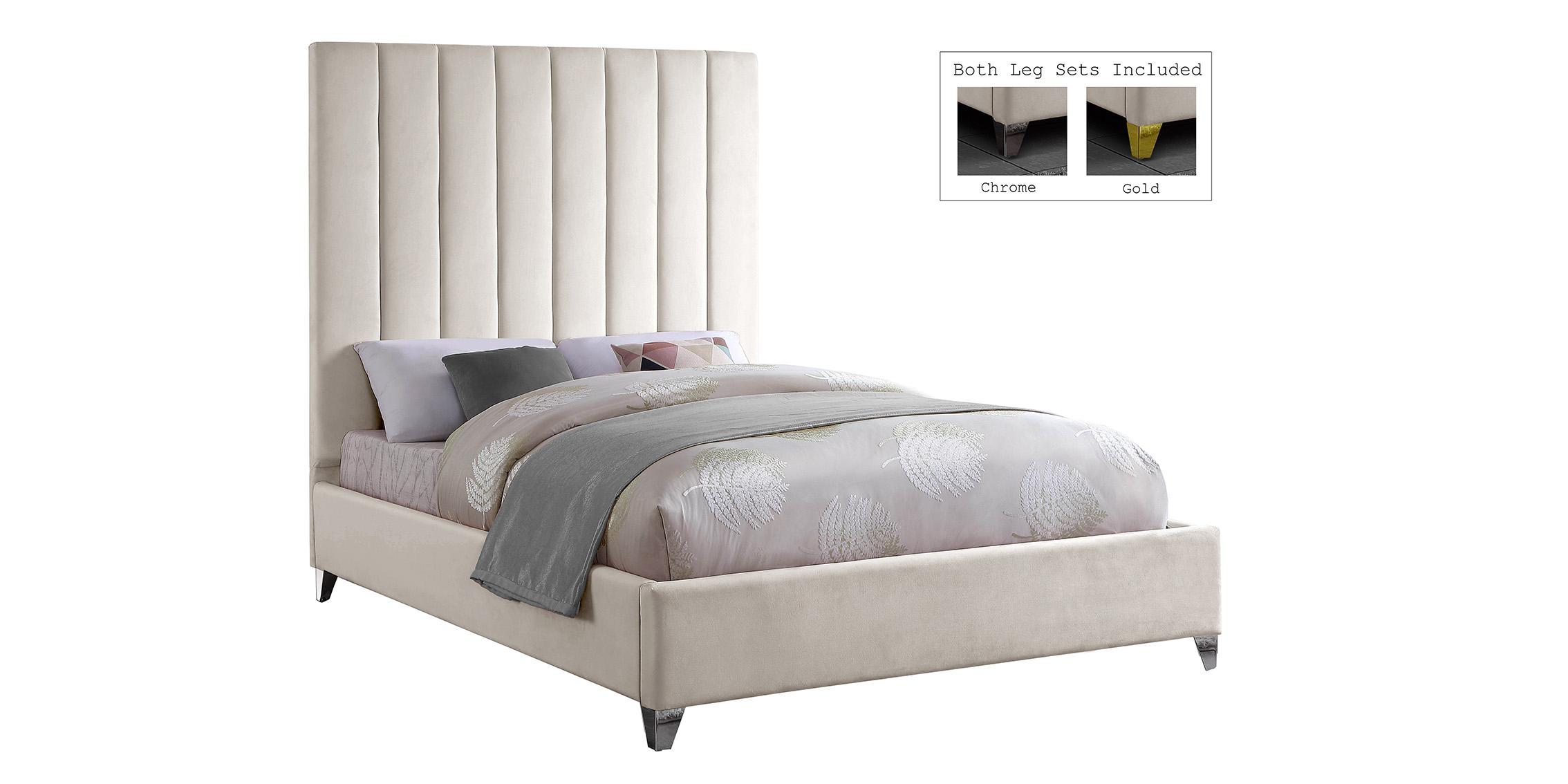 

    
Cream Velvet Channel Tufted Full Bed VIA Meridian Contemporary Modern
