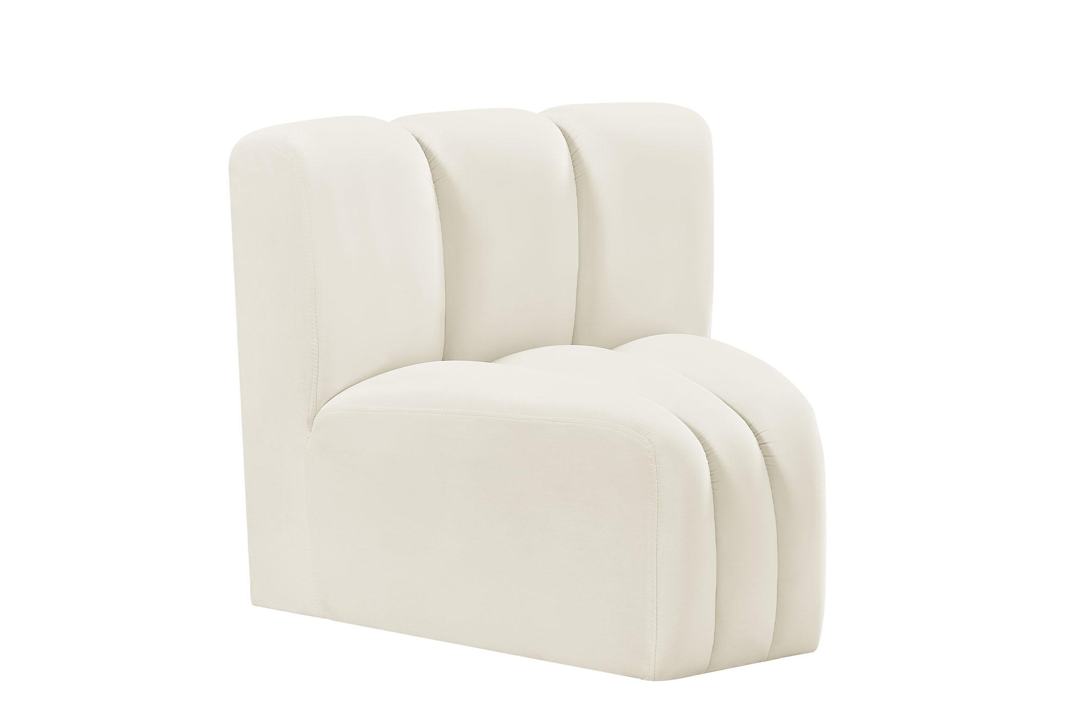 

    
Cream Velvet Channel Tufted Modular Corner Chair ARC 103Cream-CC Meridian Modern
