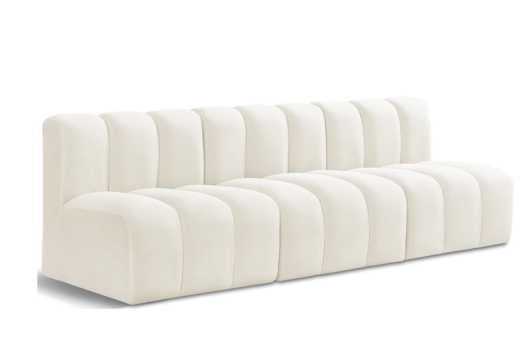 

    
Cream Velvet Channel Tufted Modular Sofa ARC 103Cream-S3F Meridian Contemporary
