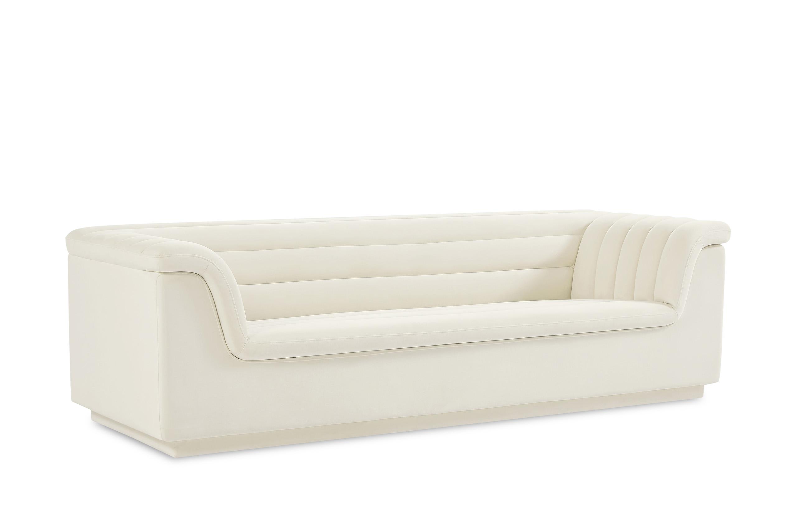 

    
Cream Velvet Channel Tufted Sofa CASCADE 192Cream-S Meridian Contemporary
