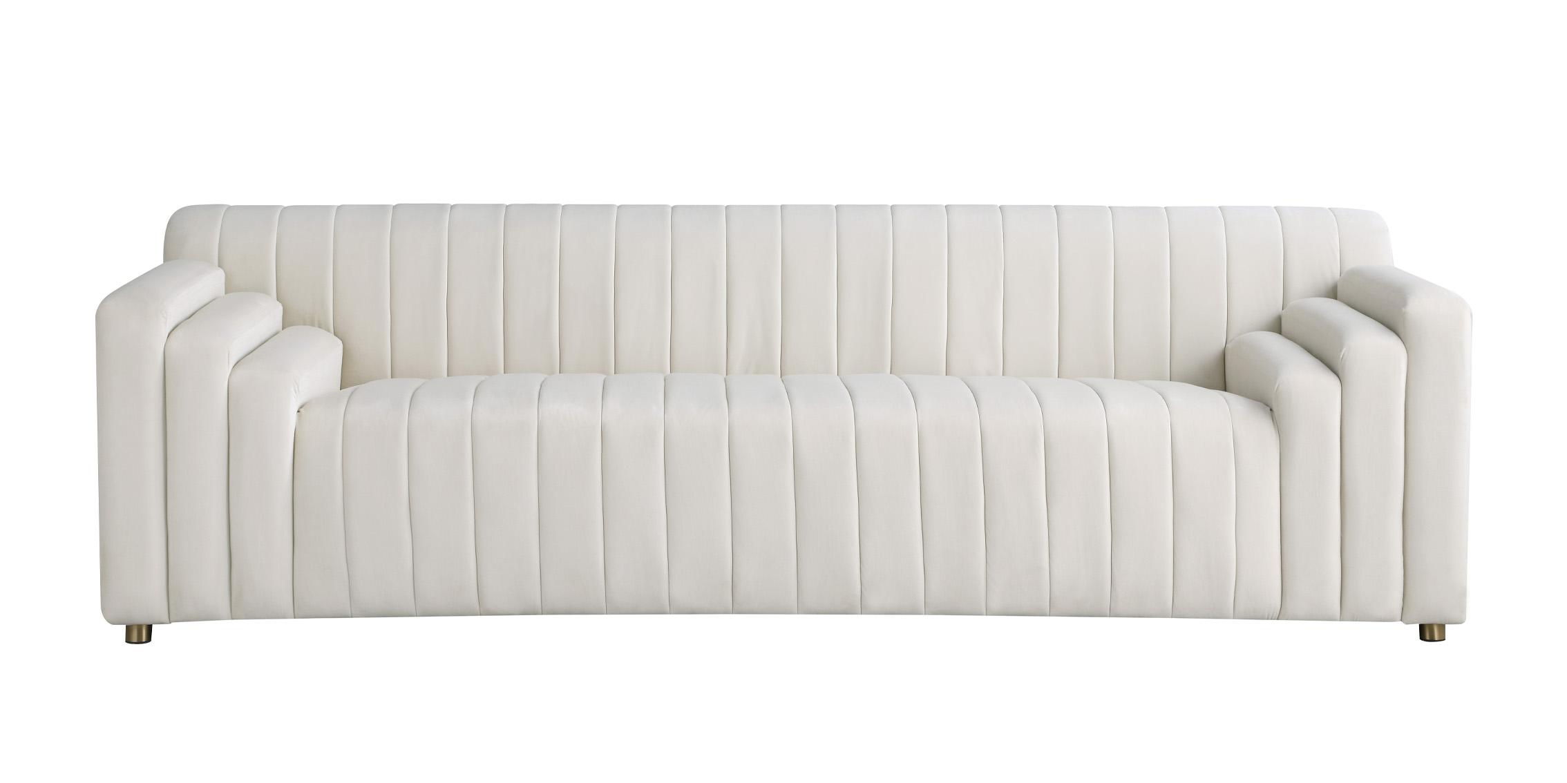 

    
Cream Velvet Channel Tufted Sofa NAYA 637Cream-S Meridian Contemporary Modern
