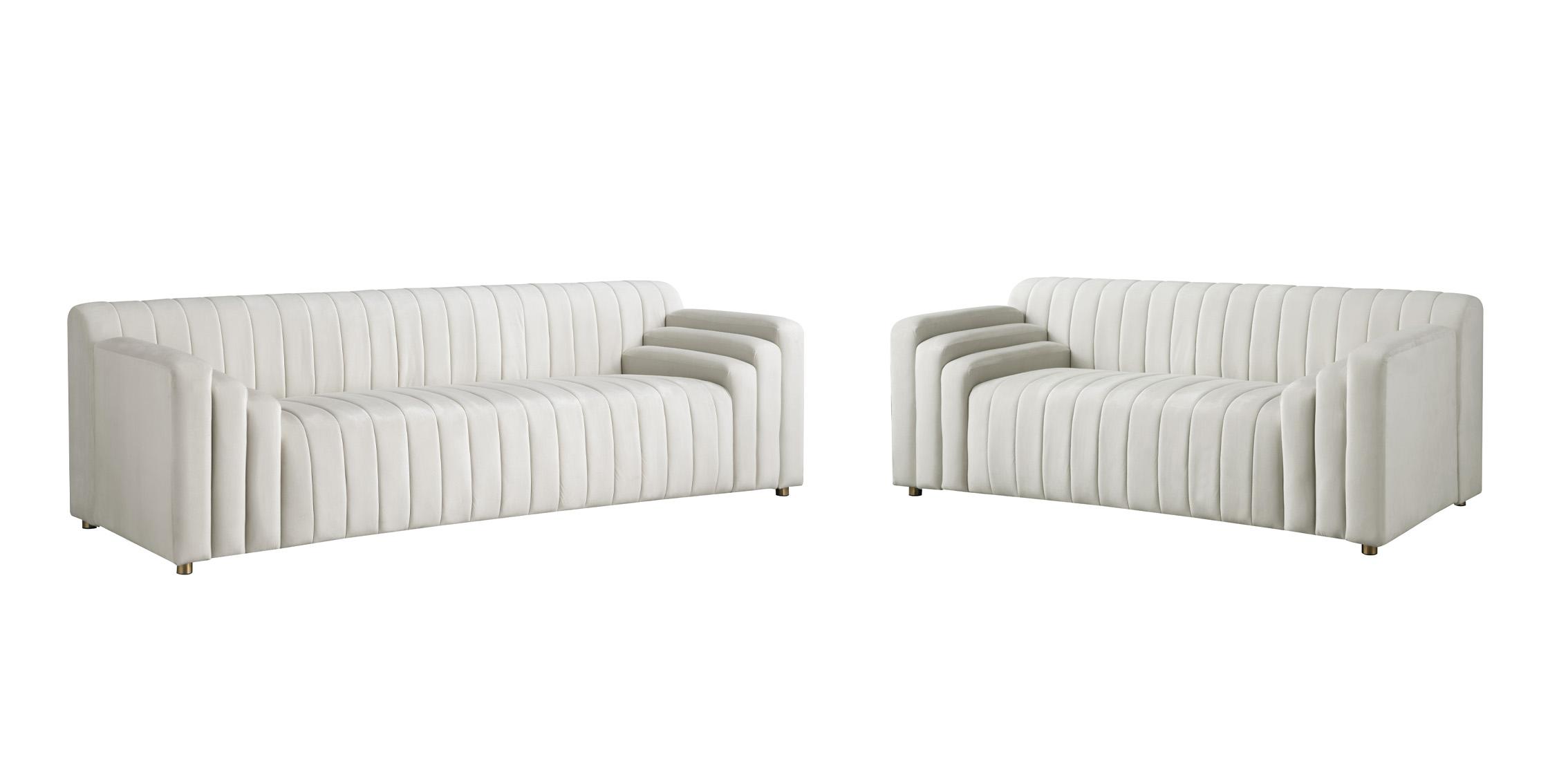 Contemporary, Modern Sofa Set NAYA 637Cream-S-Set-2 637Cream-S-Set-2 in Cream Velvet