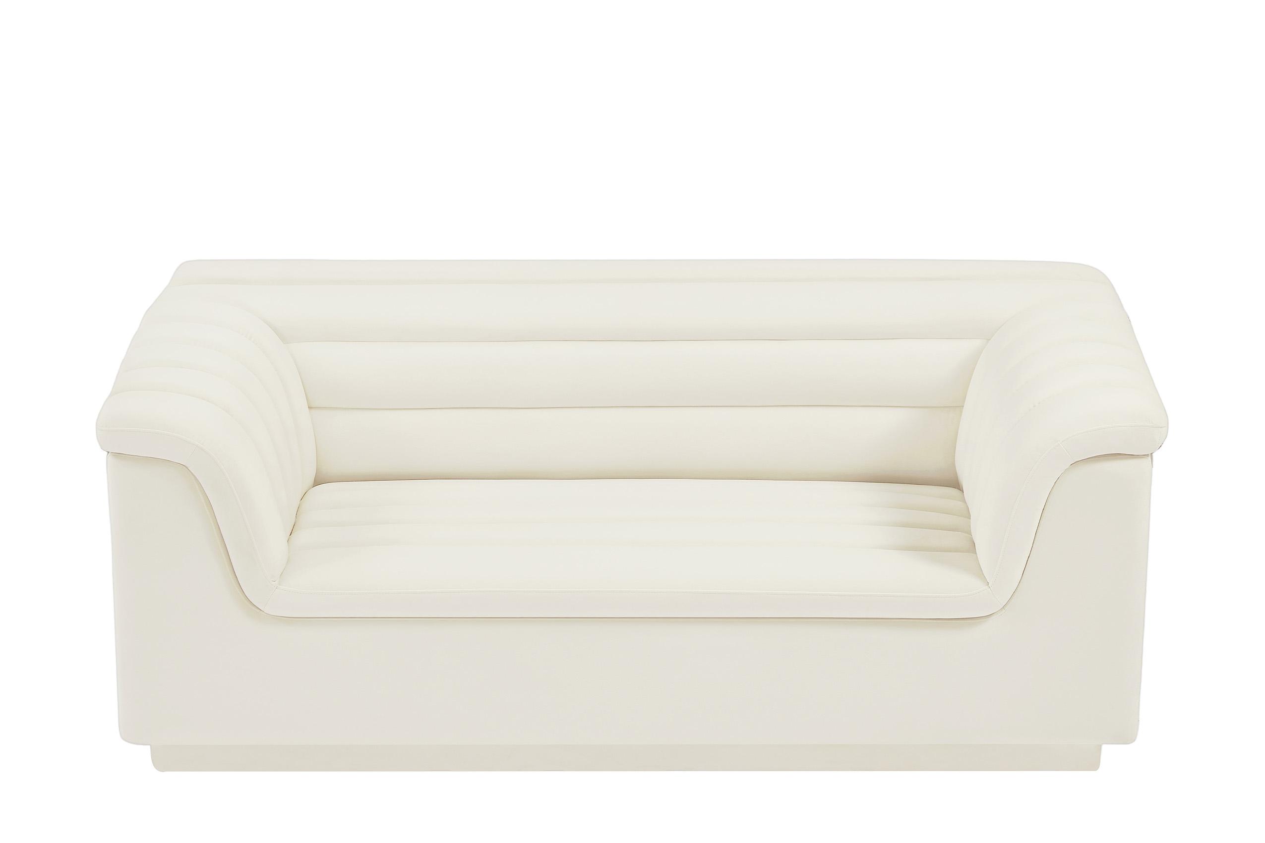 

    
 Shop  Cream Velvet Channel Tufted Sofa Set 3Pcs CASCADE 192Cream-S Meridian Modern

