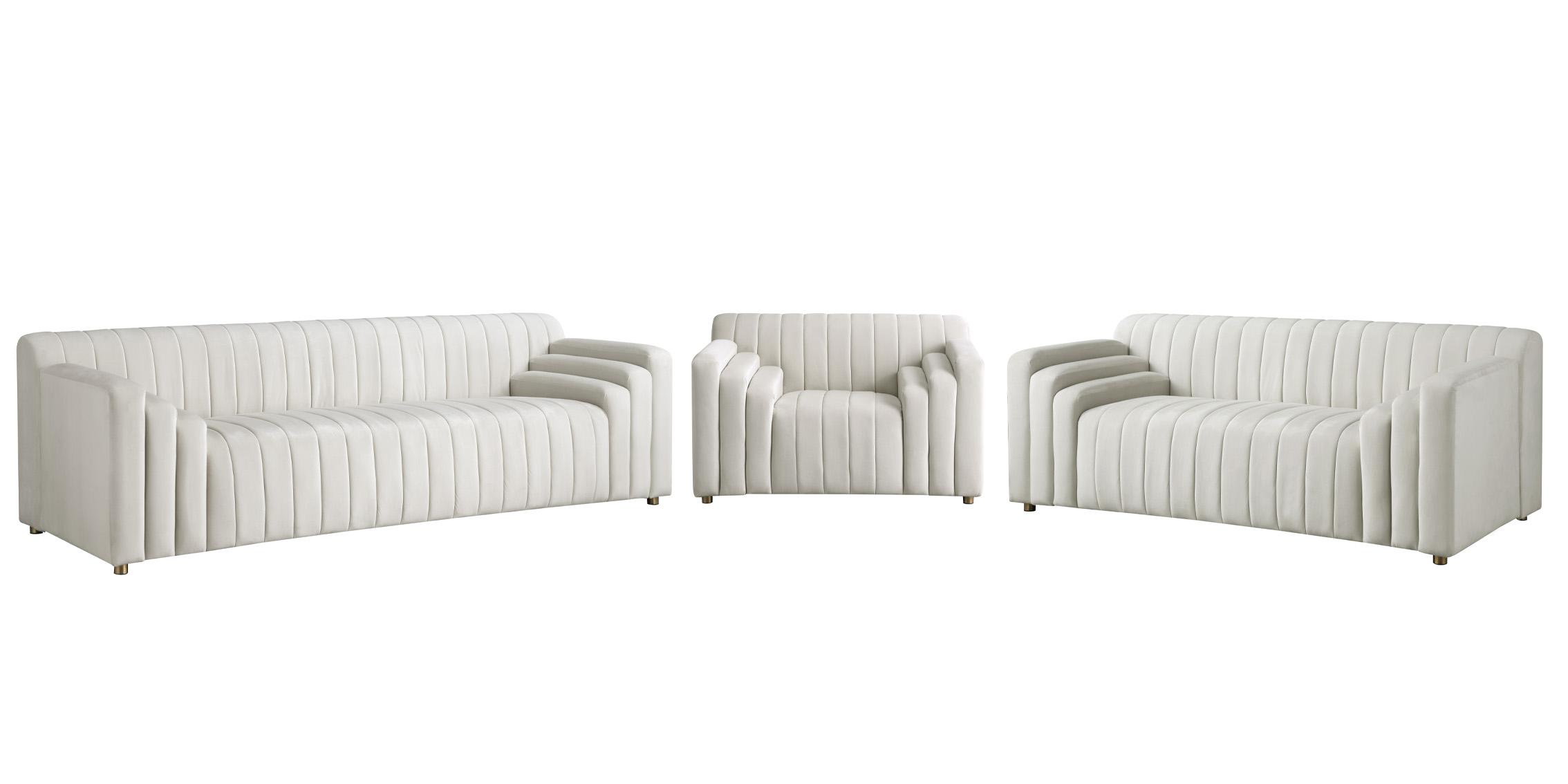 

    
Cream Velvet Channel Tufted Sofa Set 3Pcs NAYA 637Cream-S Meridian Contemporary
