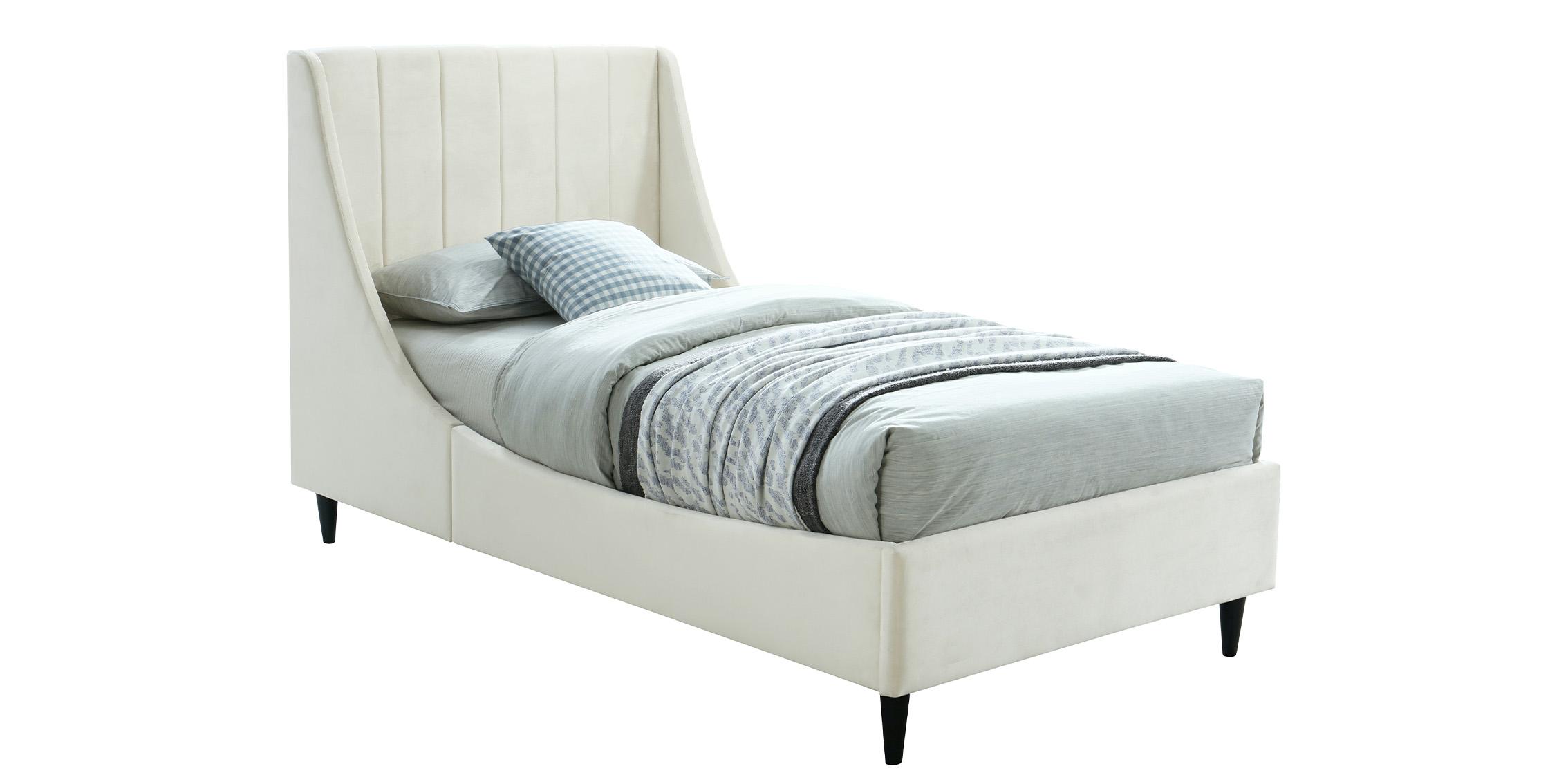 Contemporary Platform Bed EVA EvaCream-T EvaCream-T in Cream Velvet