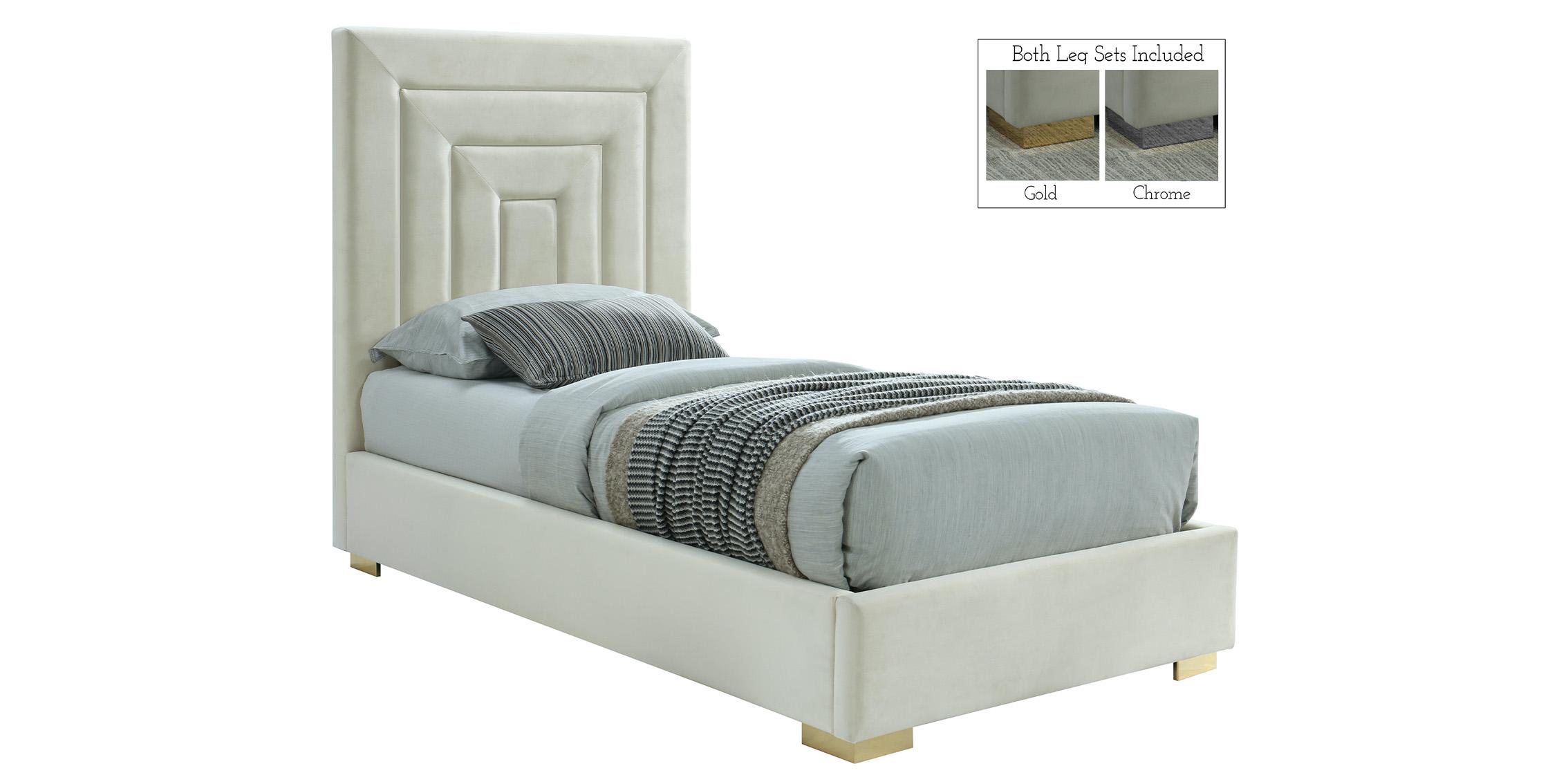 Contemporary, Modern Platform Bed NORA NoraCream-T NoraCream-T in Cream Fabric