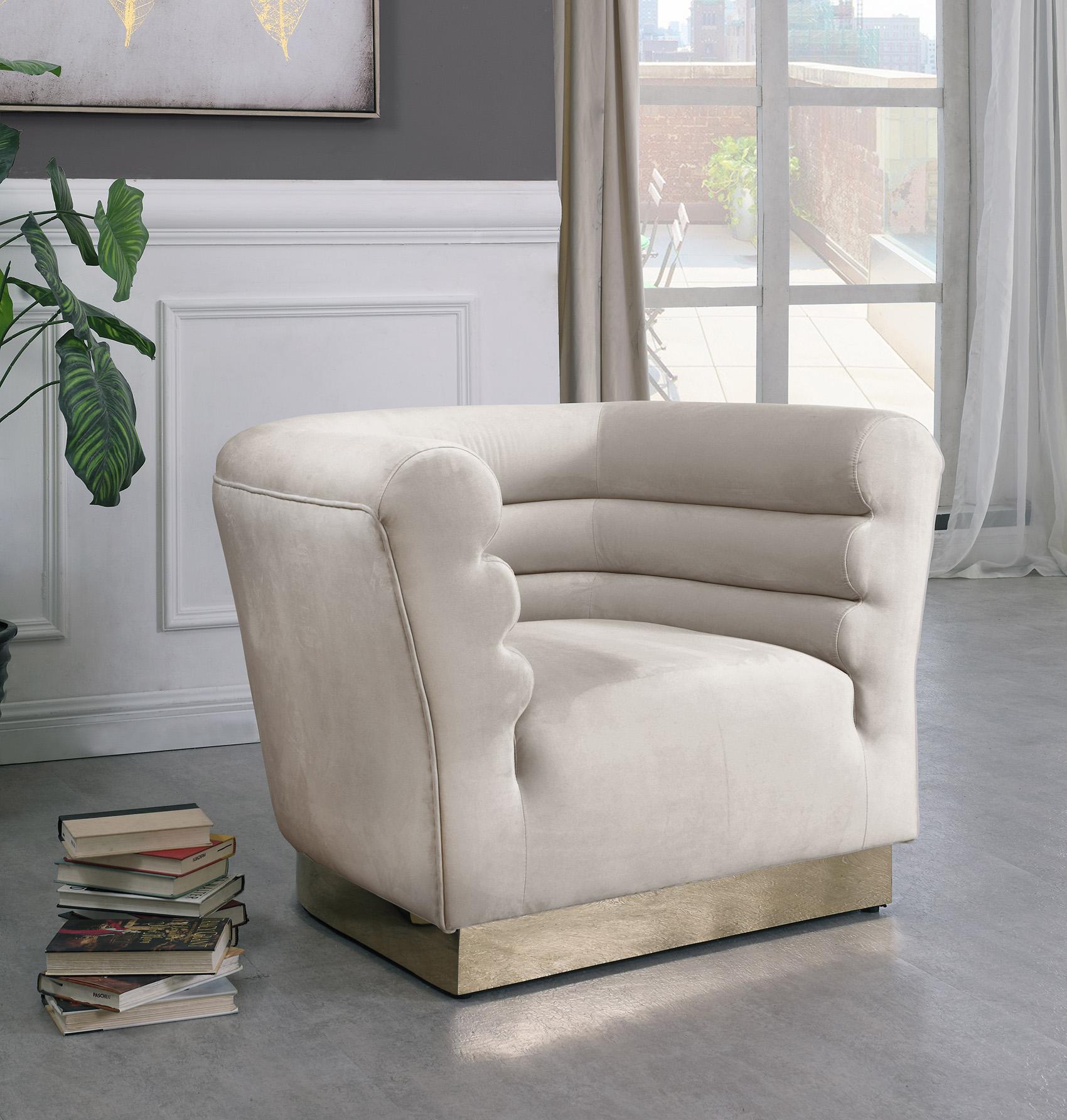 

    
Cream Velvet Channel Tufting Arm Chair BELLINI 669Cream-C Meridian Contemporary
