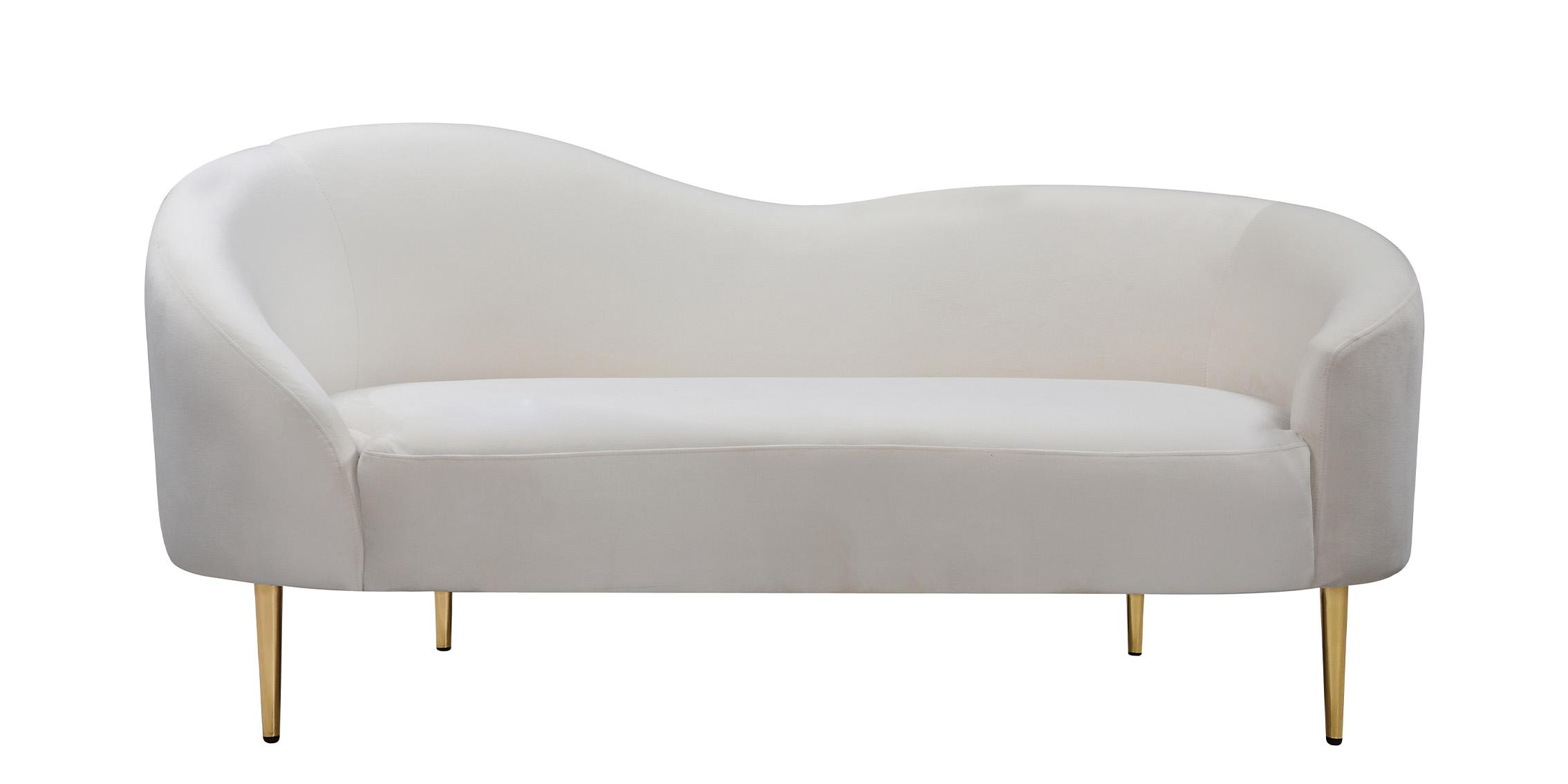 

    
 Shop  Glam Cream Velvet Sofa Set 3Pcs RITZ 659Cream Meridian Contemporary Modern
