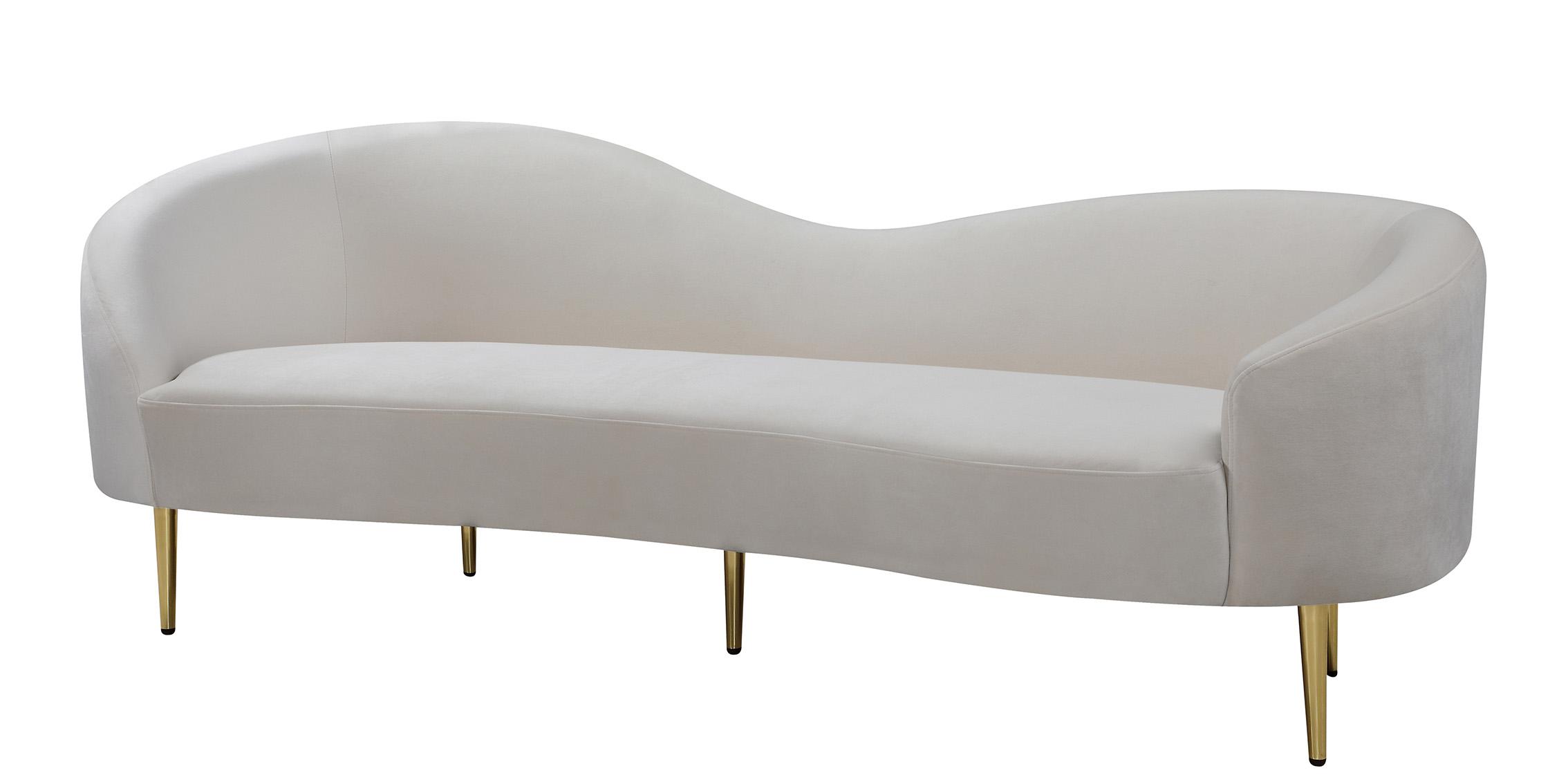 Contemporary, Modern Sofa RITZ 659Cream-S 659Cream-S in Chrome, Cream, Gold Velvet