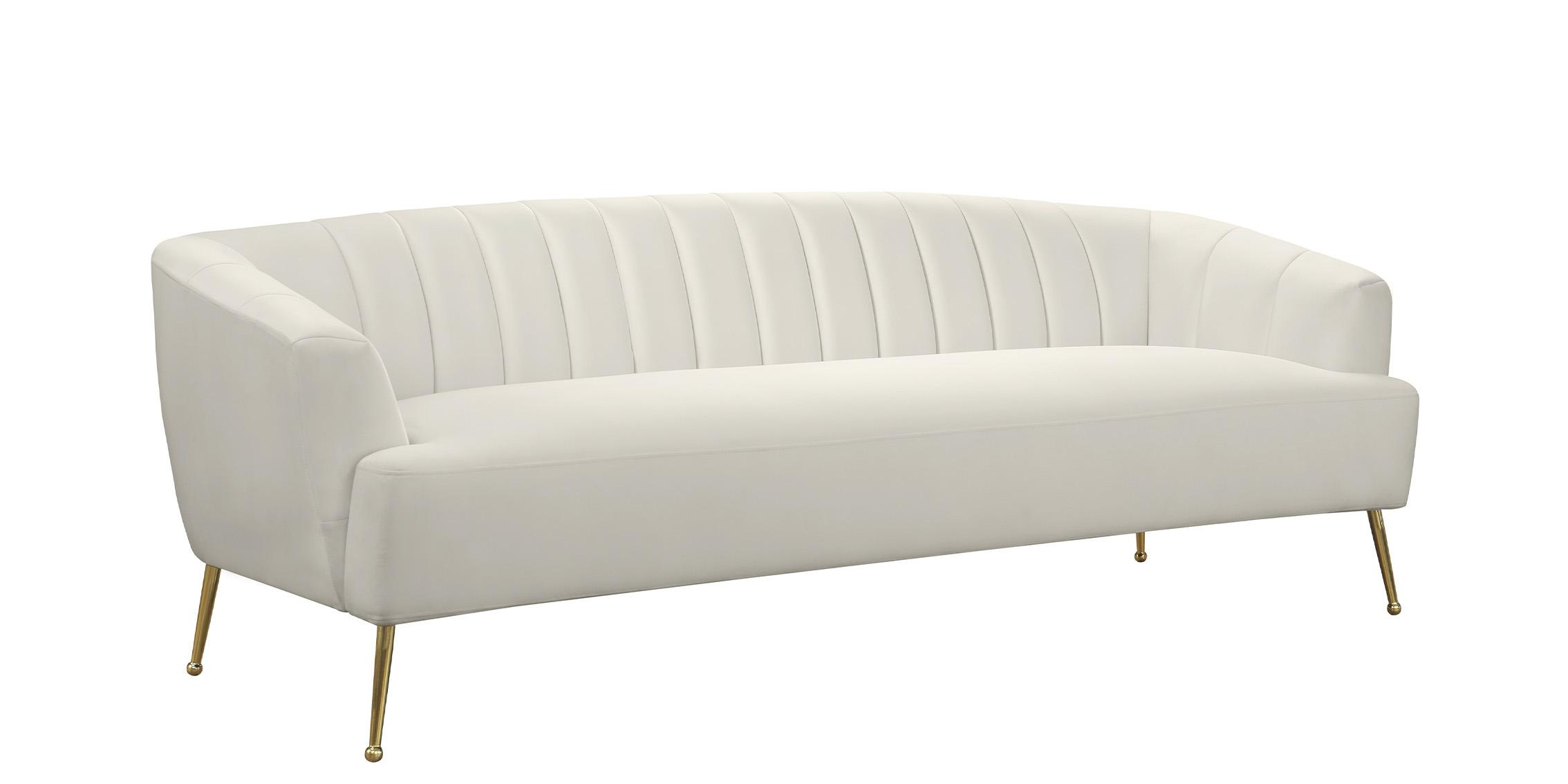 

    
Cream Velvet Channel Tufted Sofa TORI 657Cream-S Meridian Modern Contemporary
