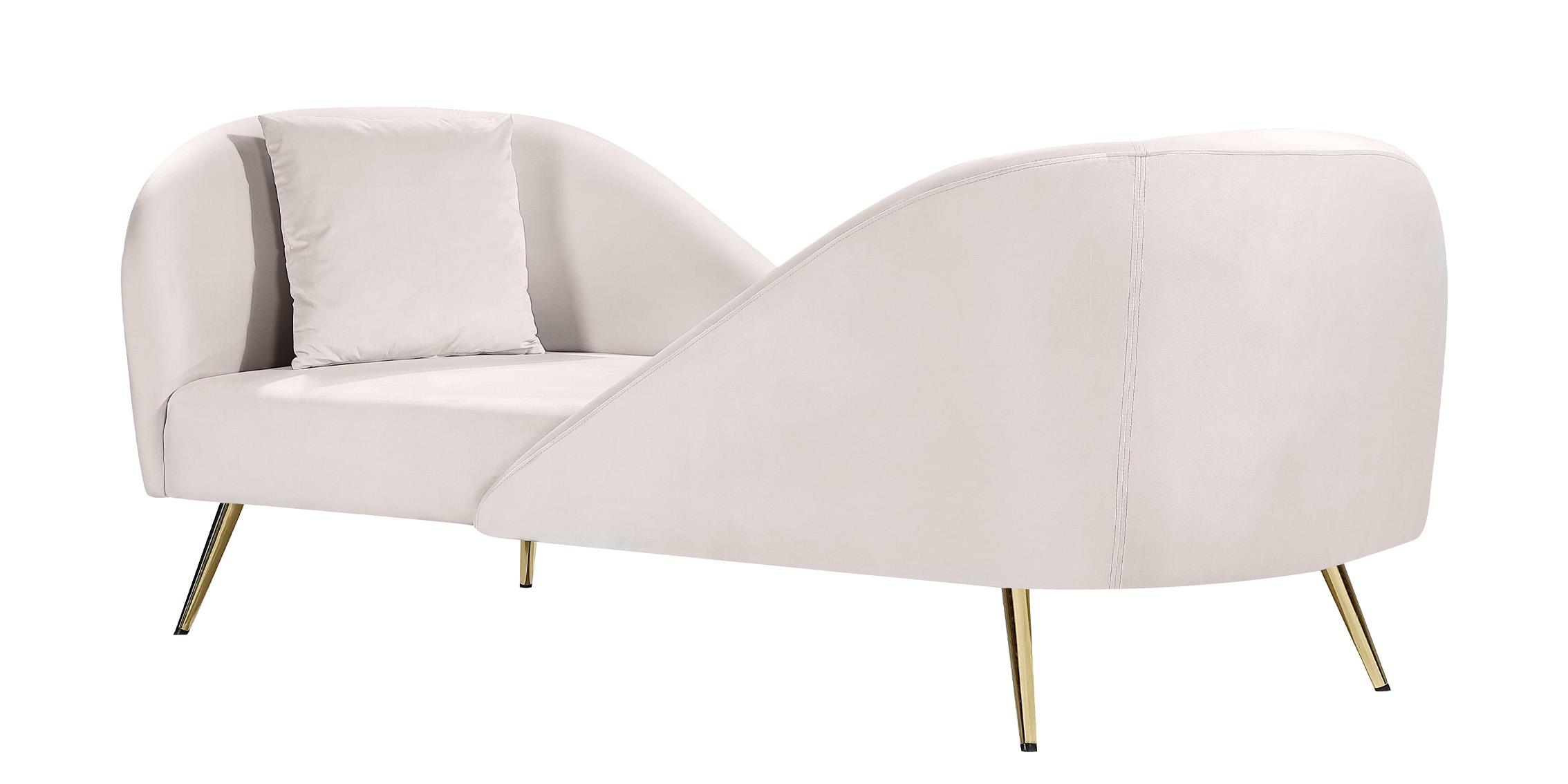 Contemporary, Modern Chaise NOLAN 656Cream 656Cream-Chaise in Cream Velvet