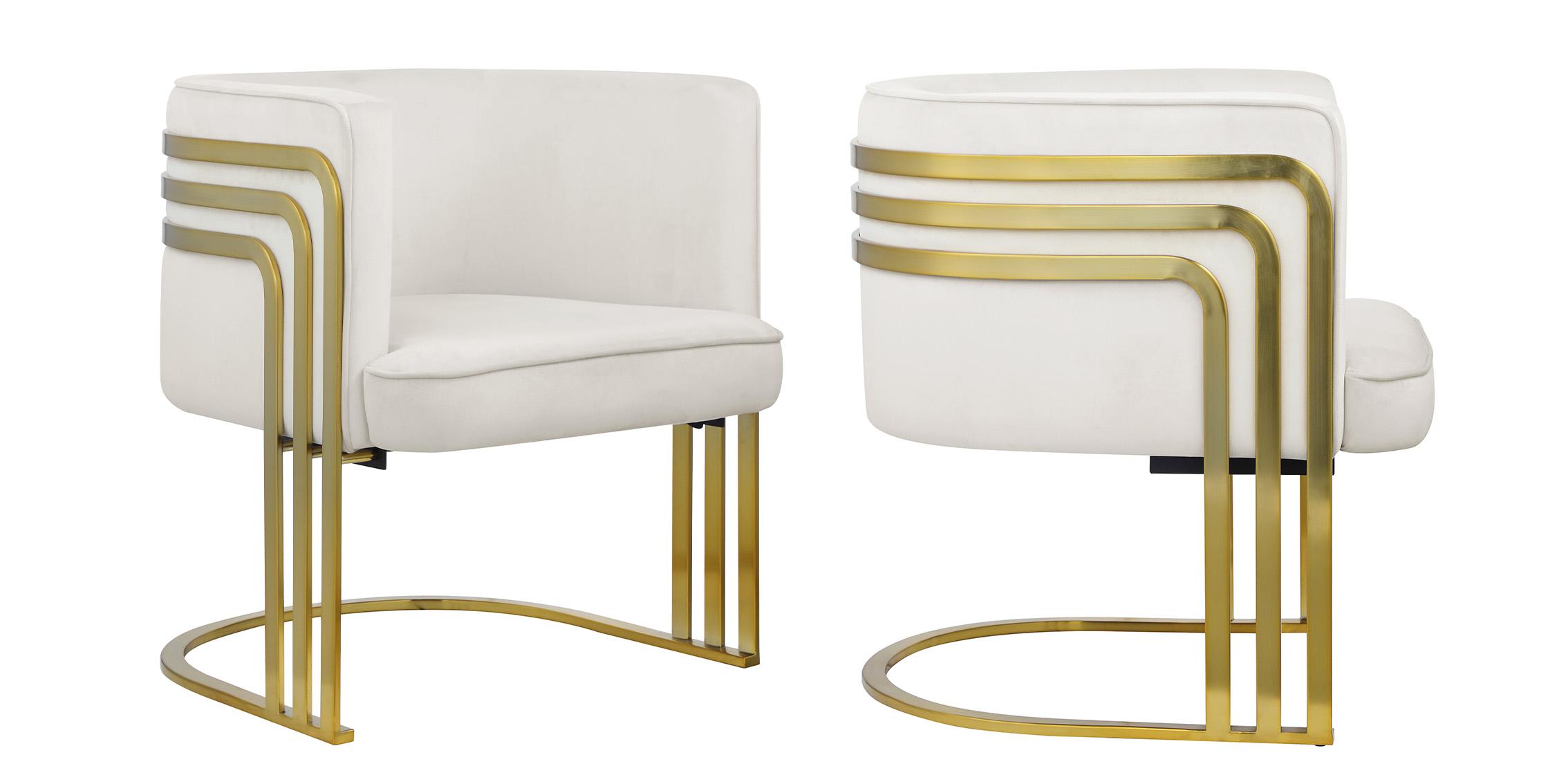 

    
Cream Velvet & Gold Accent Chair Set 2Pcs RAYS 533Cream Meridian Modern
