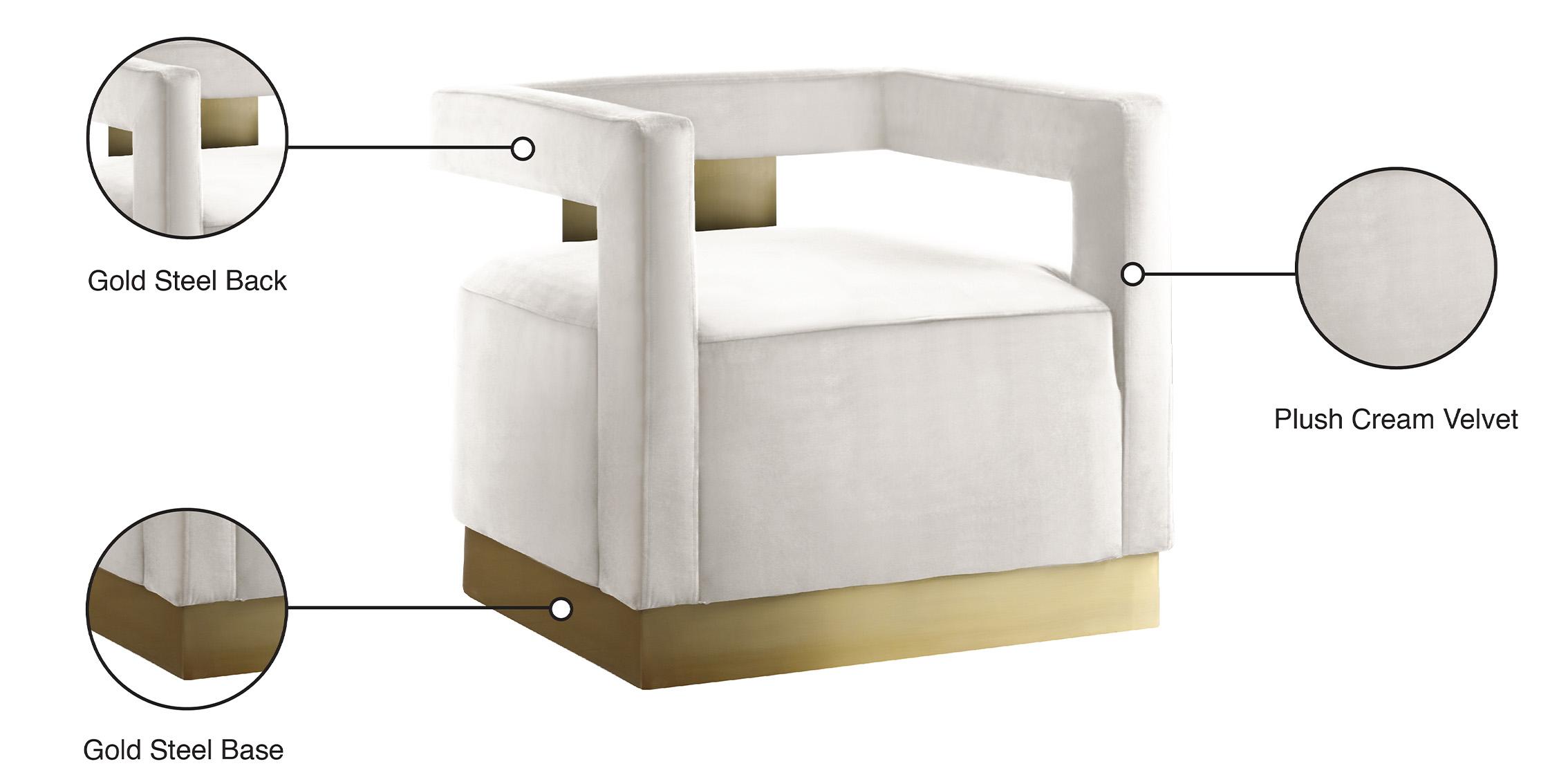 Contemporary Arm Chair ARMANI 597Cream 597Cream in Cream, Gold Velvet