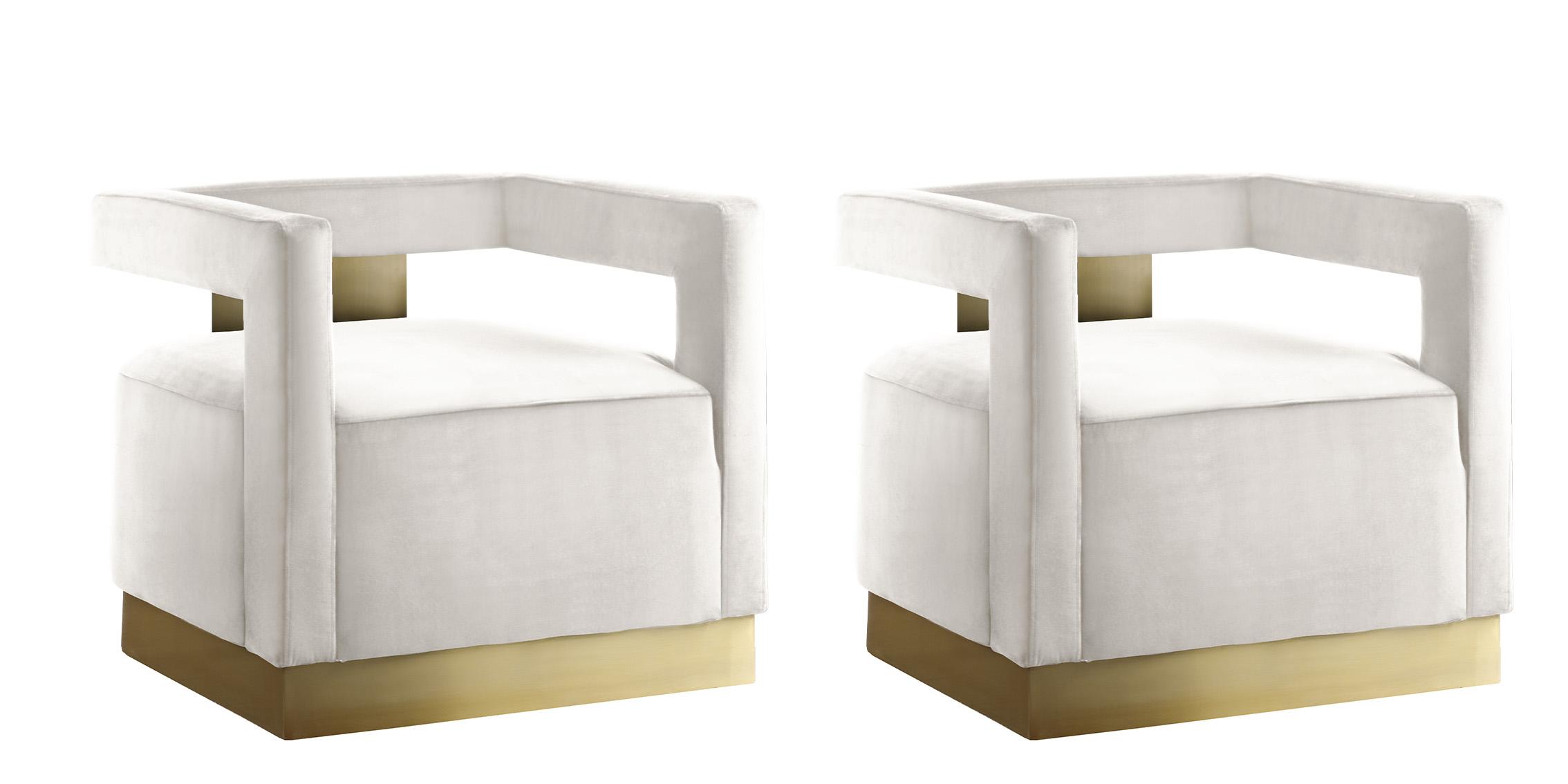 

    
Cream Velvet & Gold Base Chair Set 2 ARMANI 597Cream Meridian Contemporary
