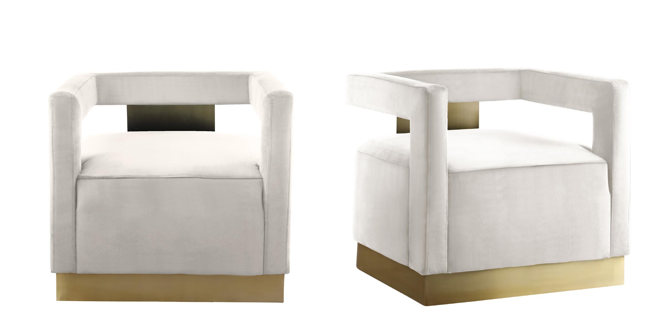 

    
Cream Velvet & Gold Base Chair Set 2 ARMANI 597Cream Meridian Contemporary
