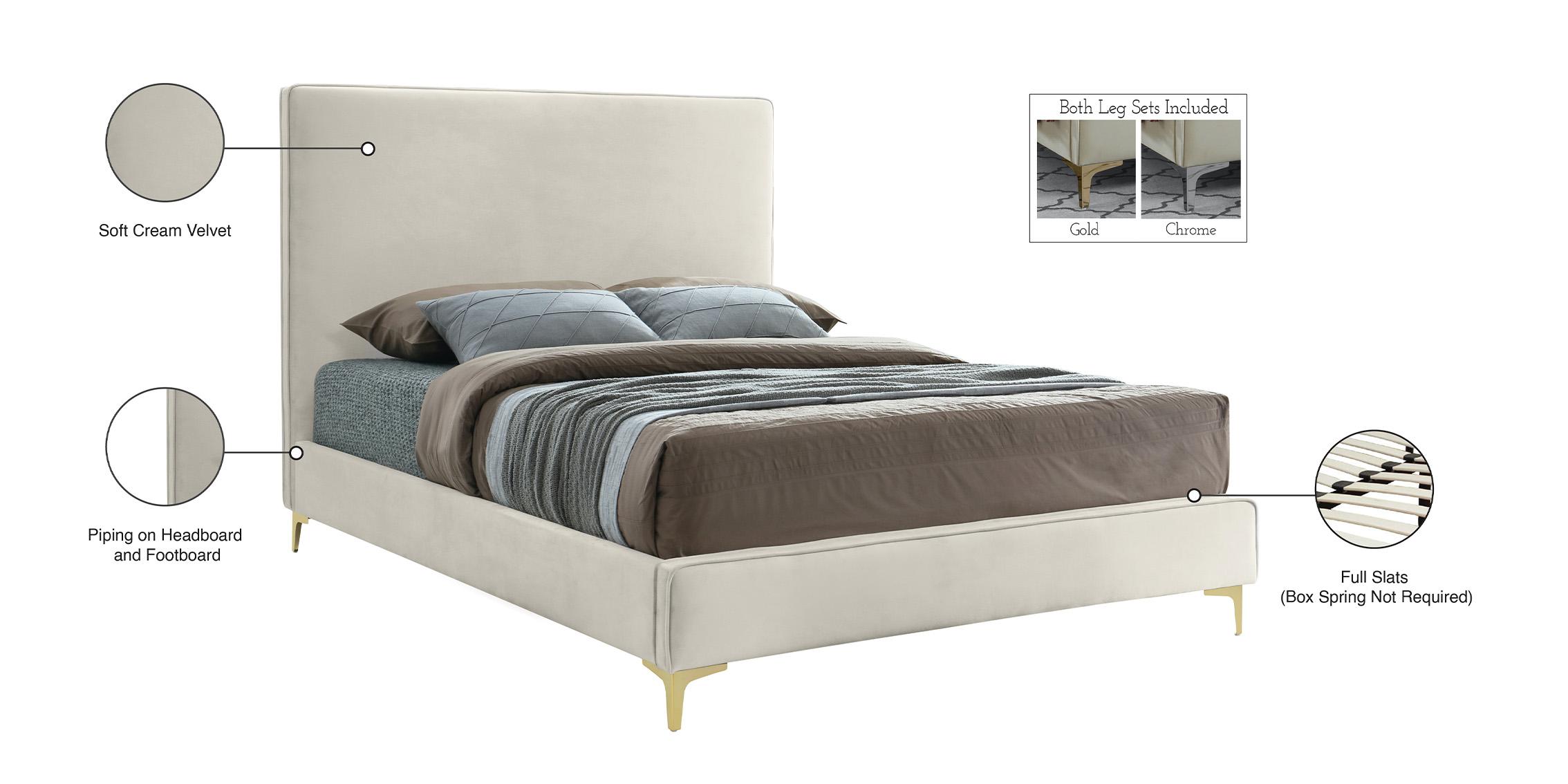 

        
753359804026Cream Velvet Gold & Chrome Legs Platform Full Bed GeriCream-F Meridian Modern
