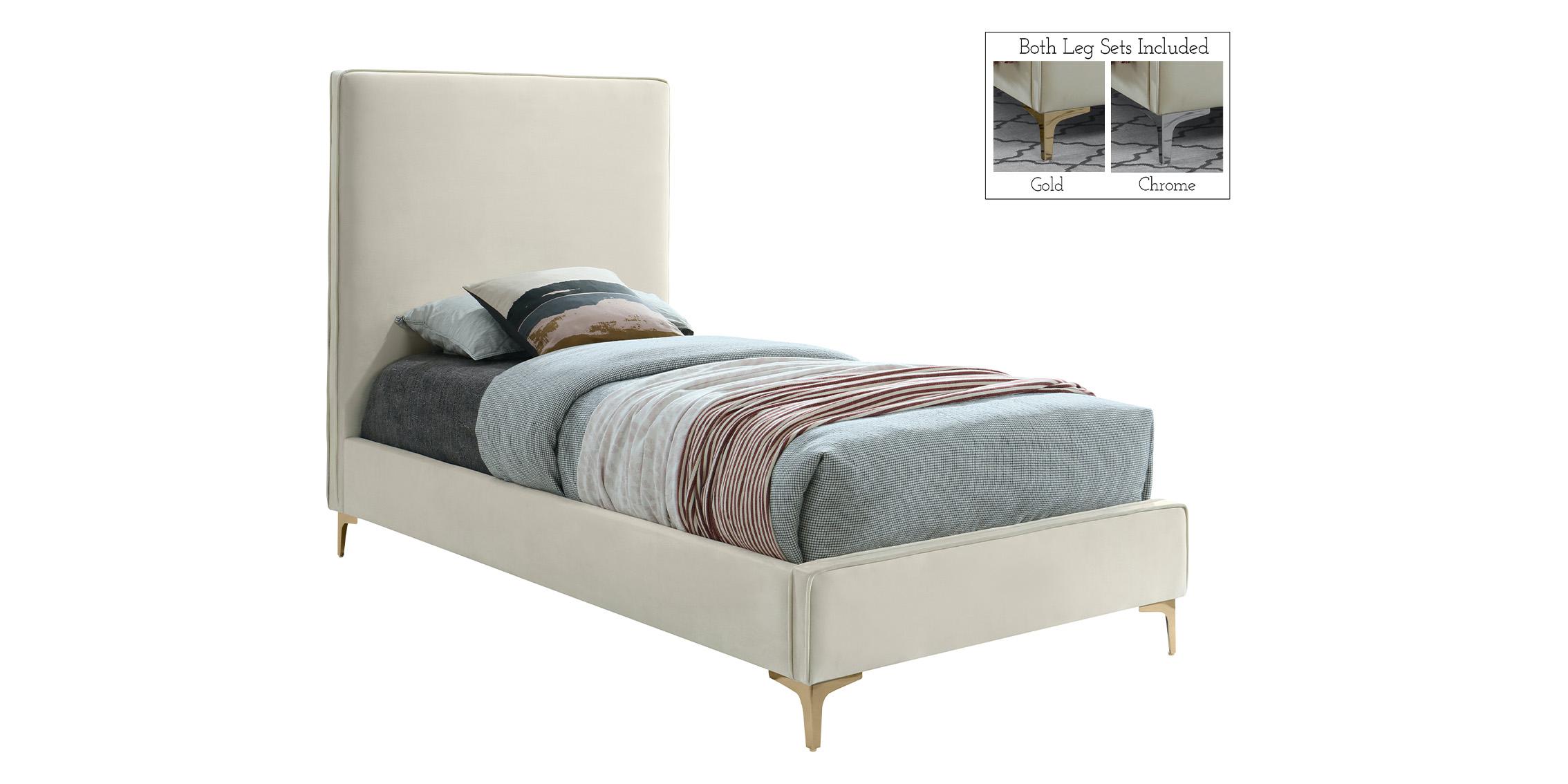 Contemporary, Modern Platform Bed GERI GeriCream-T GeriCream-T in Cream Fabric