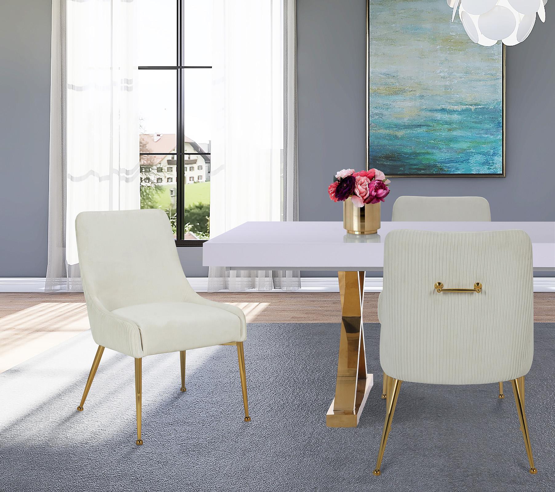 

    
Cream Velvet & Gold Dining Chair Set 2Pcs ACE 855Cream Meridian Contemporary
