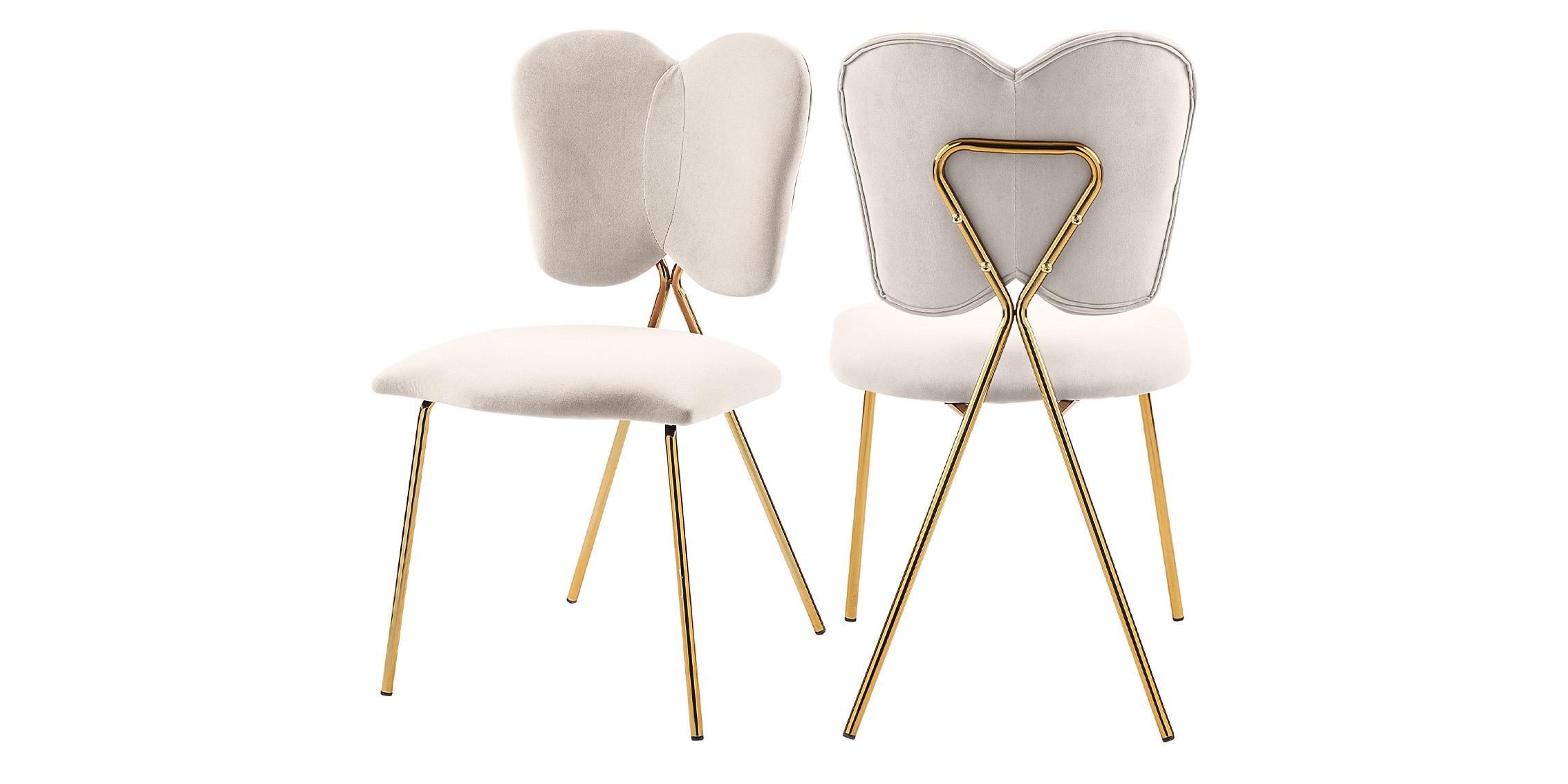 Contemporary, Modern Dining Chair Set ANGEL  780Cream-C 780Cream-C in Cream, Gold Velvet