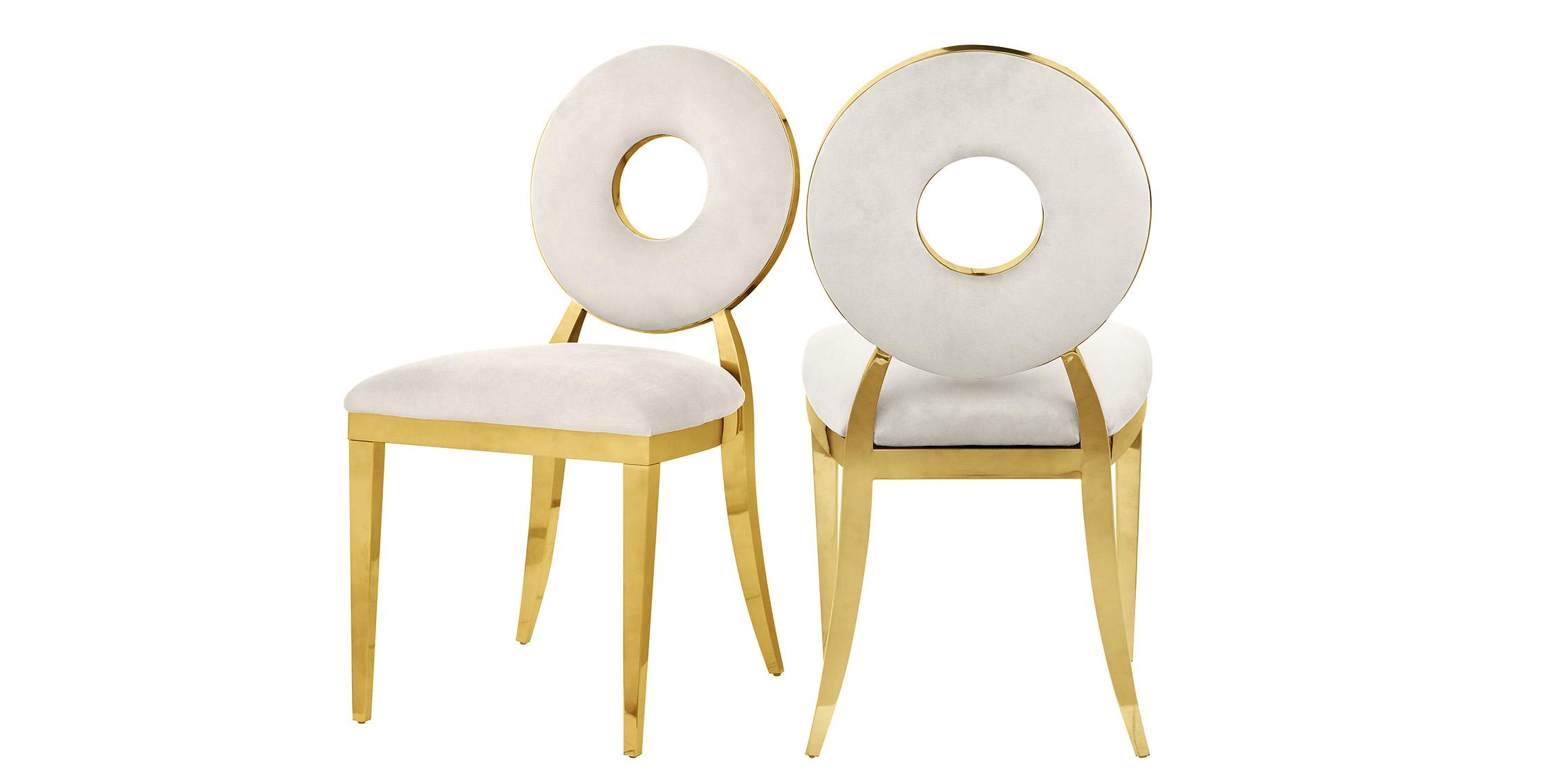 Contemporary Dining Chair Set CAROUSEL 858Cream-C 858Cream-C in Cream, Gold Velvet
