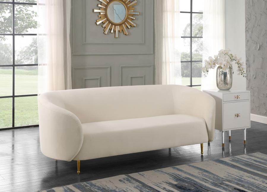 

    
611Cream-Set-3 Cream Velvet Gold Steel Legs Sofa Loveseat & Chair Meridian Furniture Lavilla

