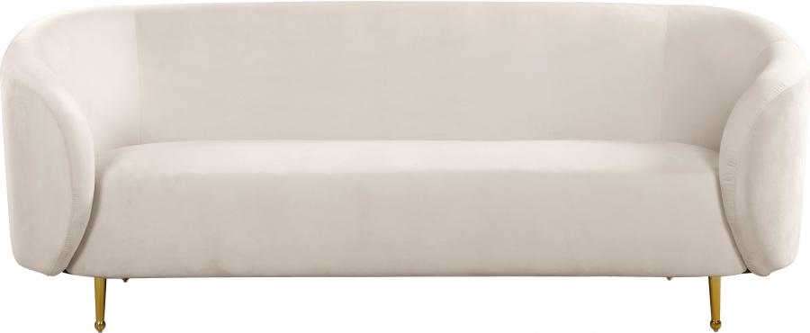 

    
Cream Velvet Gold Steel Legs Sofa & Loveseat Set 2Pcs Meridian Furniture Lavilla
