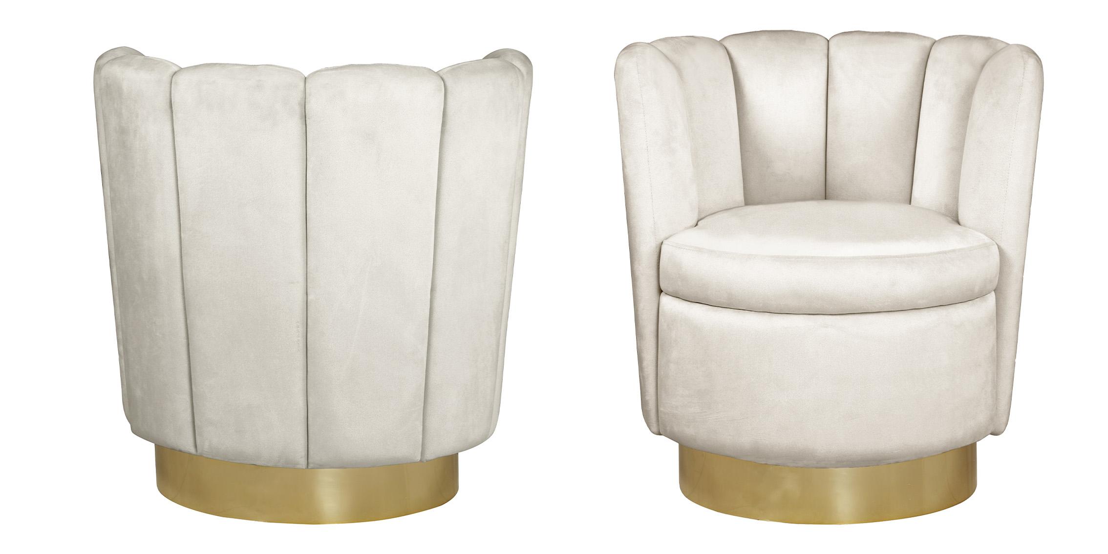 

    
Cream Velvet & Gold Swivel Base Chair Set 2 LILY 578Cream Meridian Contemporary
