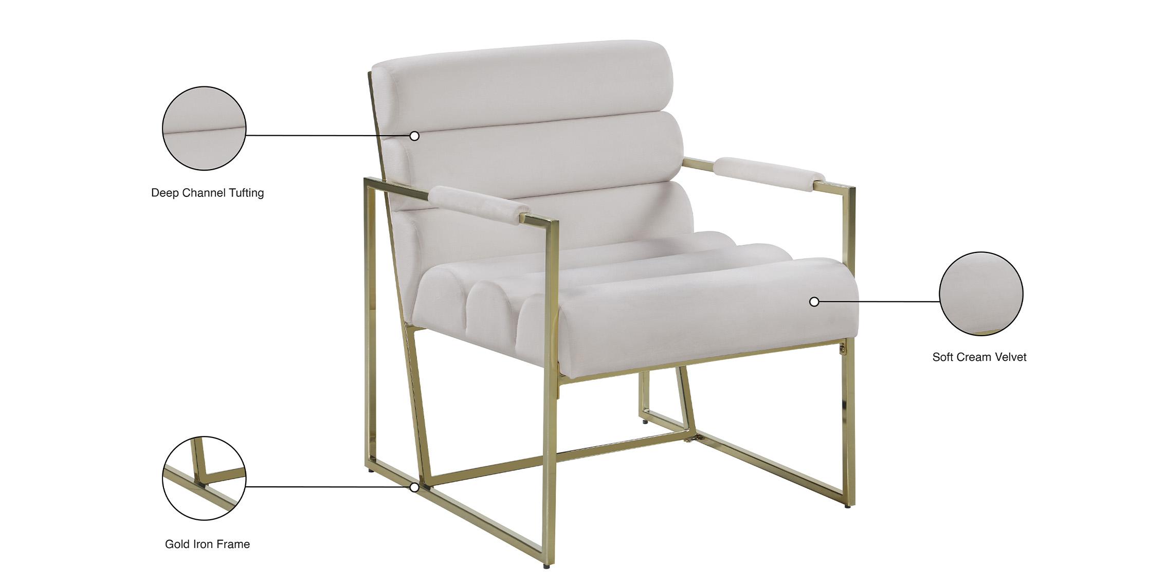 

    
526Cream-Set-2 Cream Velvet & Gold Tufted Accent Chair Set 2Pcs WAYNE 526Cream Meridian Modern
