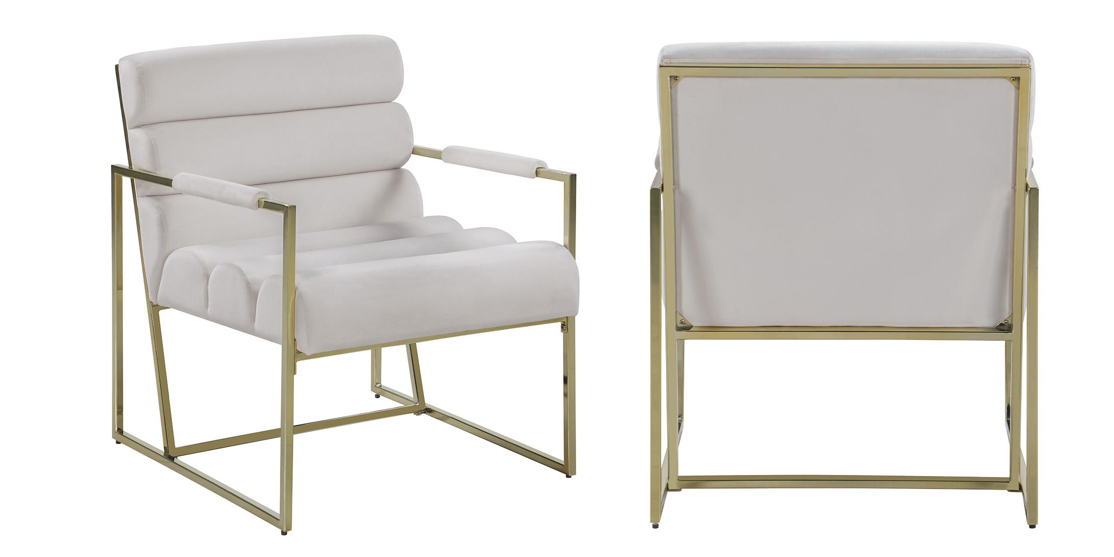 

    
Cream Velvet & Gold Tufted Accent Chair Set 2Pcs WAYNE 526Cream Meridian Modern
