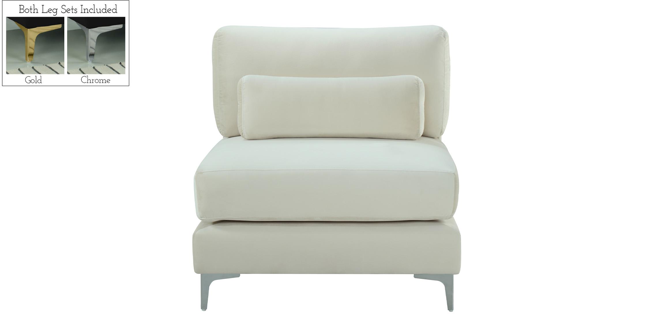 

        
Meridian Furniture JULIA 605Cream-Armless Armless Chair Cream Velvet 753359799841
