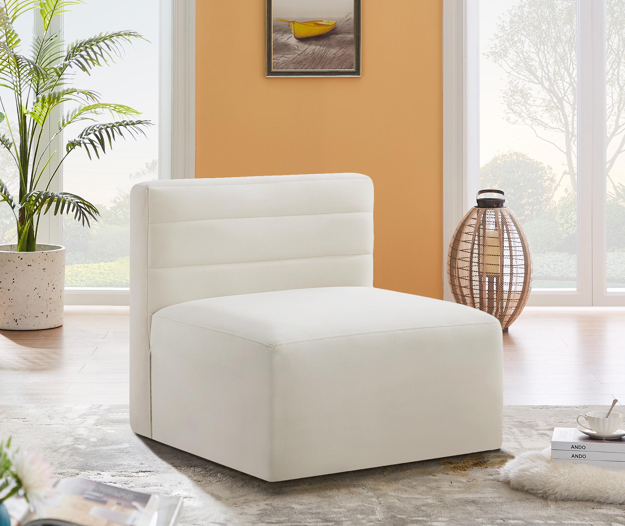 

    
Cream Velvet Modular Armless Chair Quincy 677Cream-Armless Meridian Contemporary
