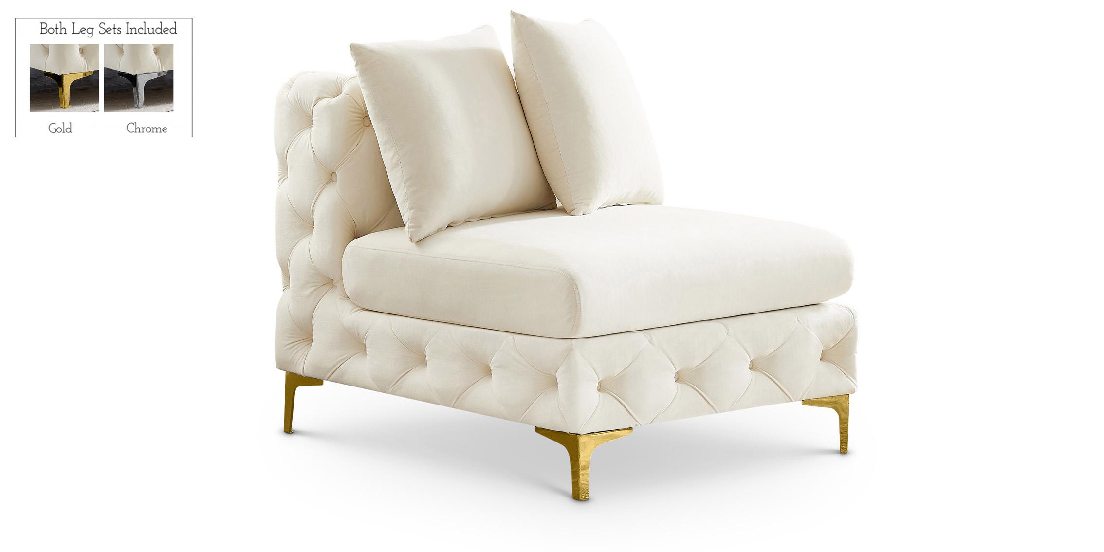 Contemporary Modular Armless Chair TREMBLAY 686Cream-Armless 686Cream-Armless in Cream Velvet