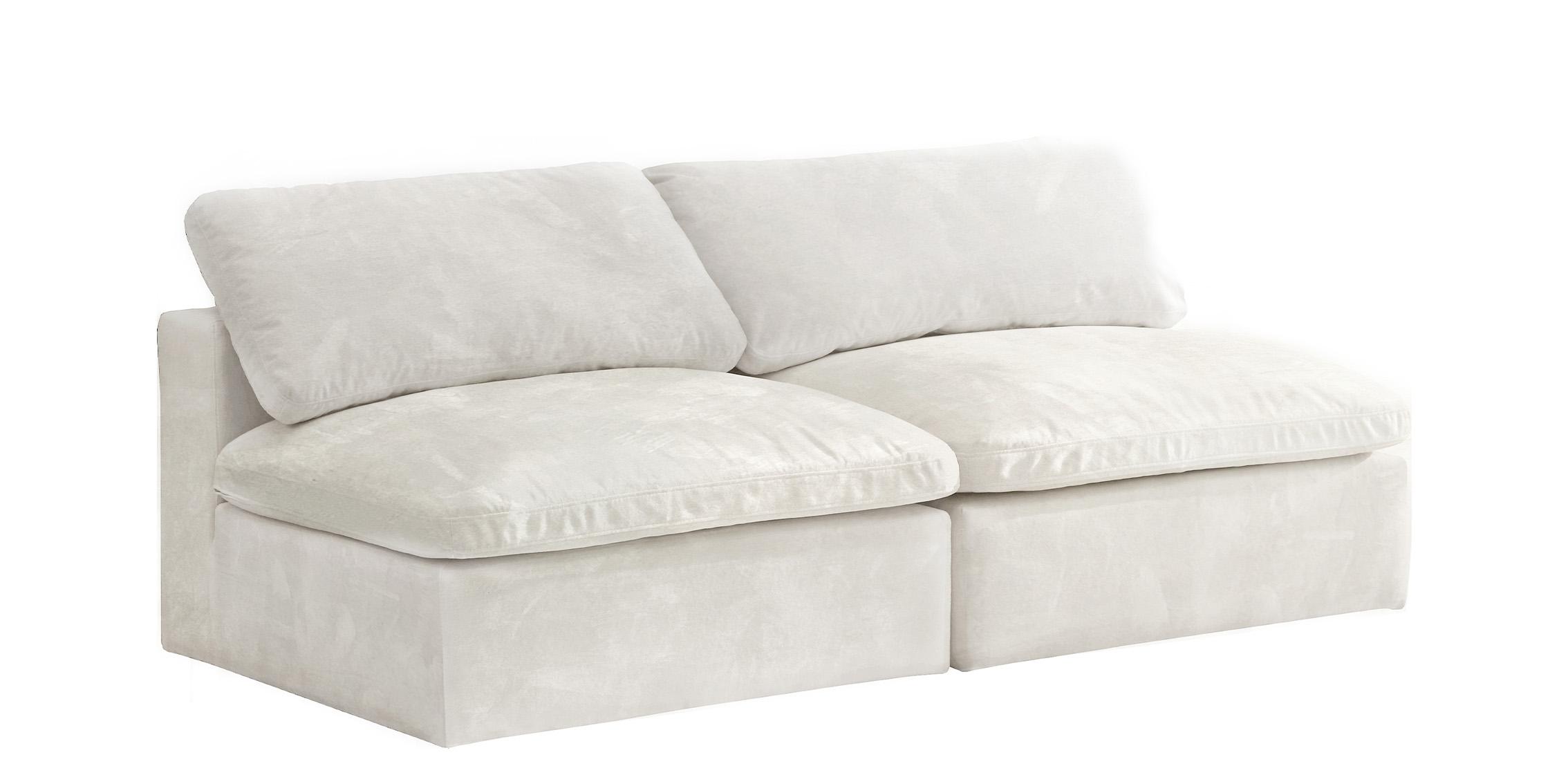 

    
Cozy Cream Velvet Comfort Modular Armless Sofa S78 Meridian
