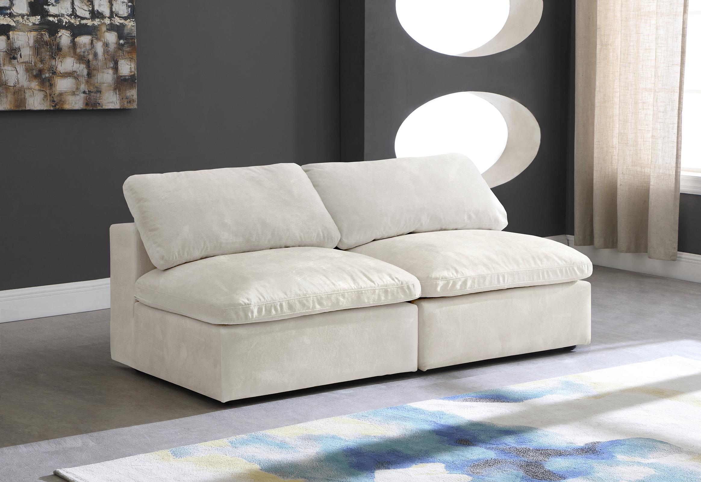 

    
Cozy Cream Velvet Comfort Modular Armless Sofa S78 Meridian
