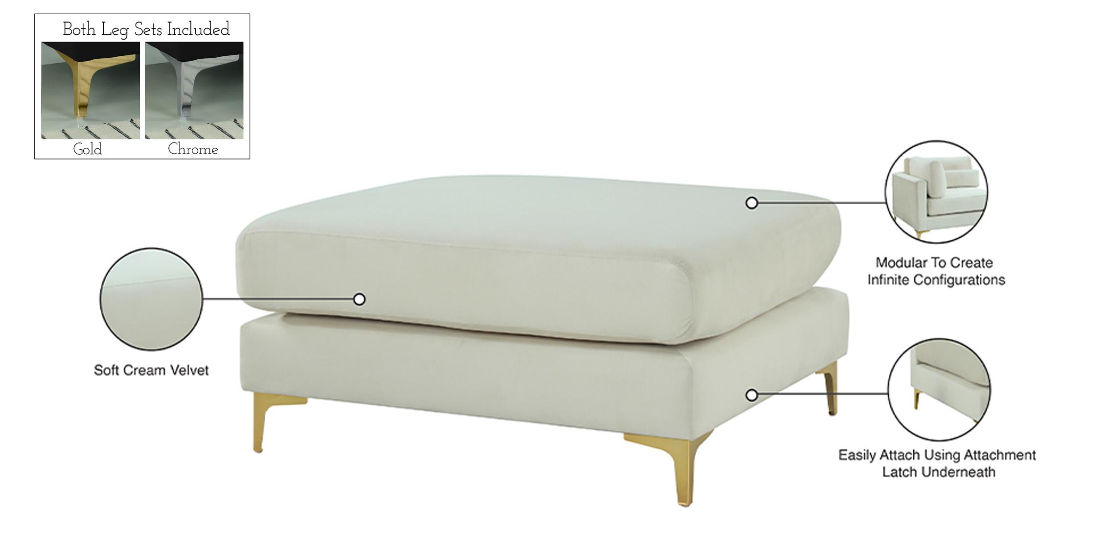 

        
Meridian Furniture JULIA 605Cream-Ott Ottoman Cream Velvet 753359799858

