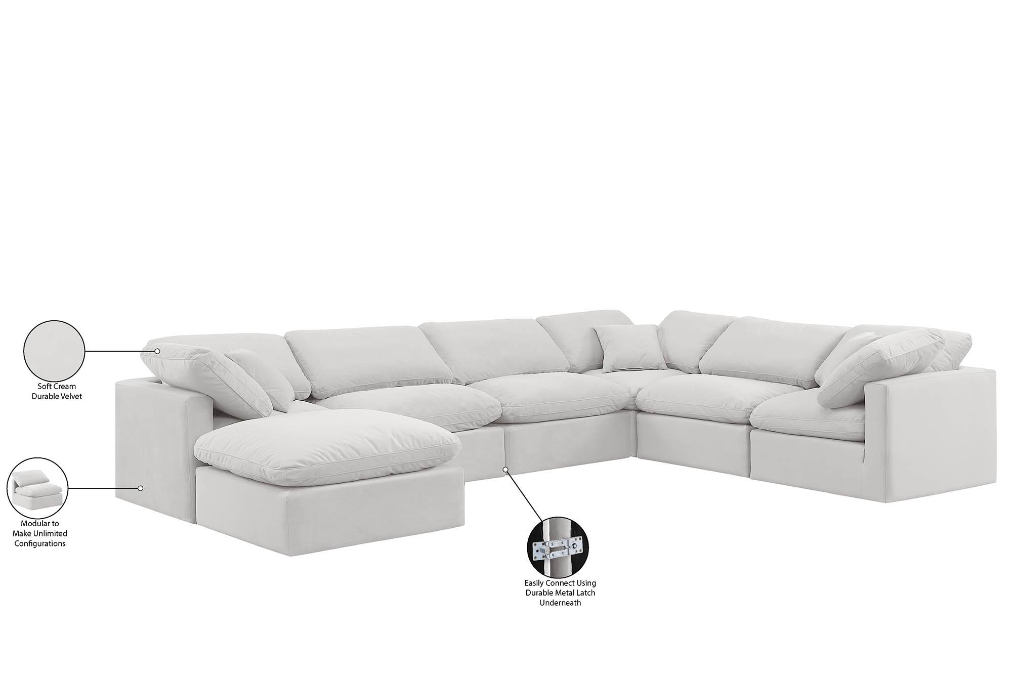 Contemporary, Modern Modular Sectional Sofa INDULGE 147Cream-Sec7A 147Cream-Sec7A in Cream Velvet