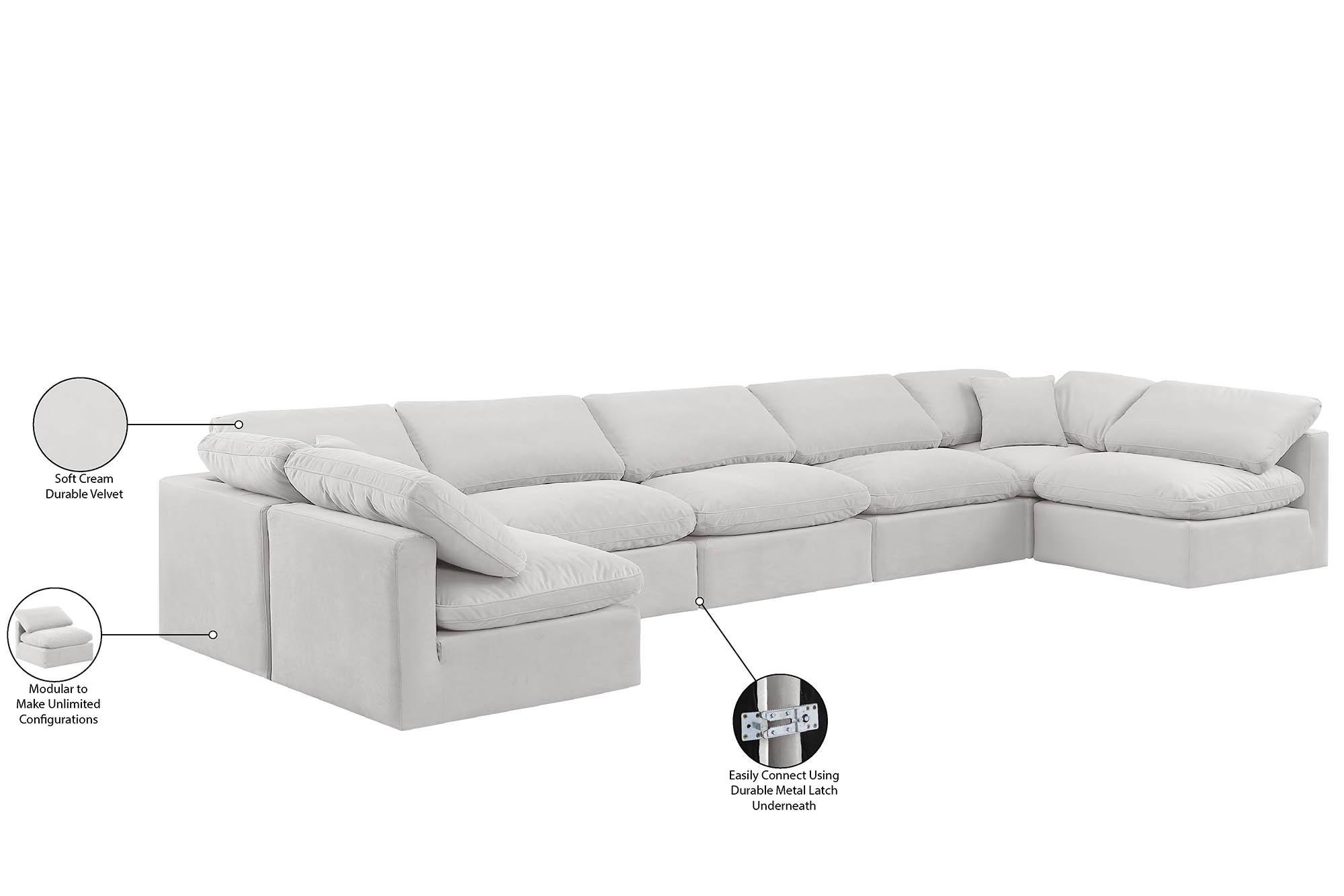 Contemporary, Modern Modular Sectional Sofa INDULGE 147Cream-Sec7B 147Cream-Sec7B in Cream Velvet