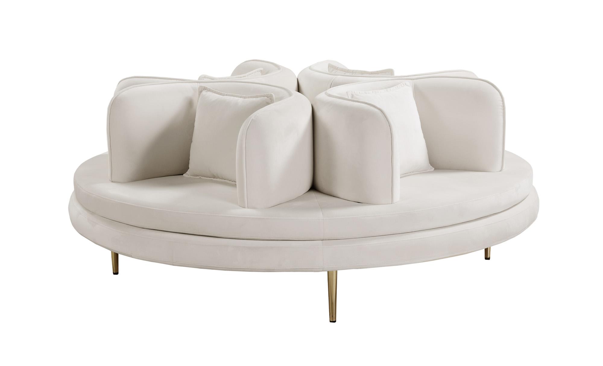 Contemporary, Modern Round Sofa Settee CIRCLET 627Cream 627Cream in Cream Velvet