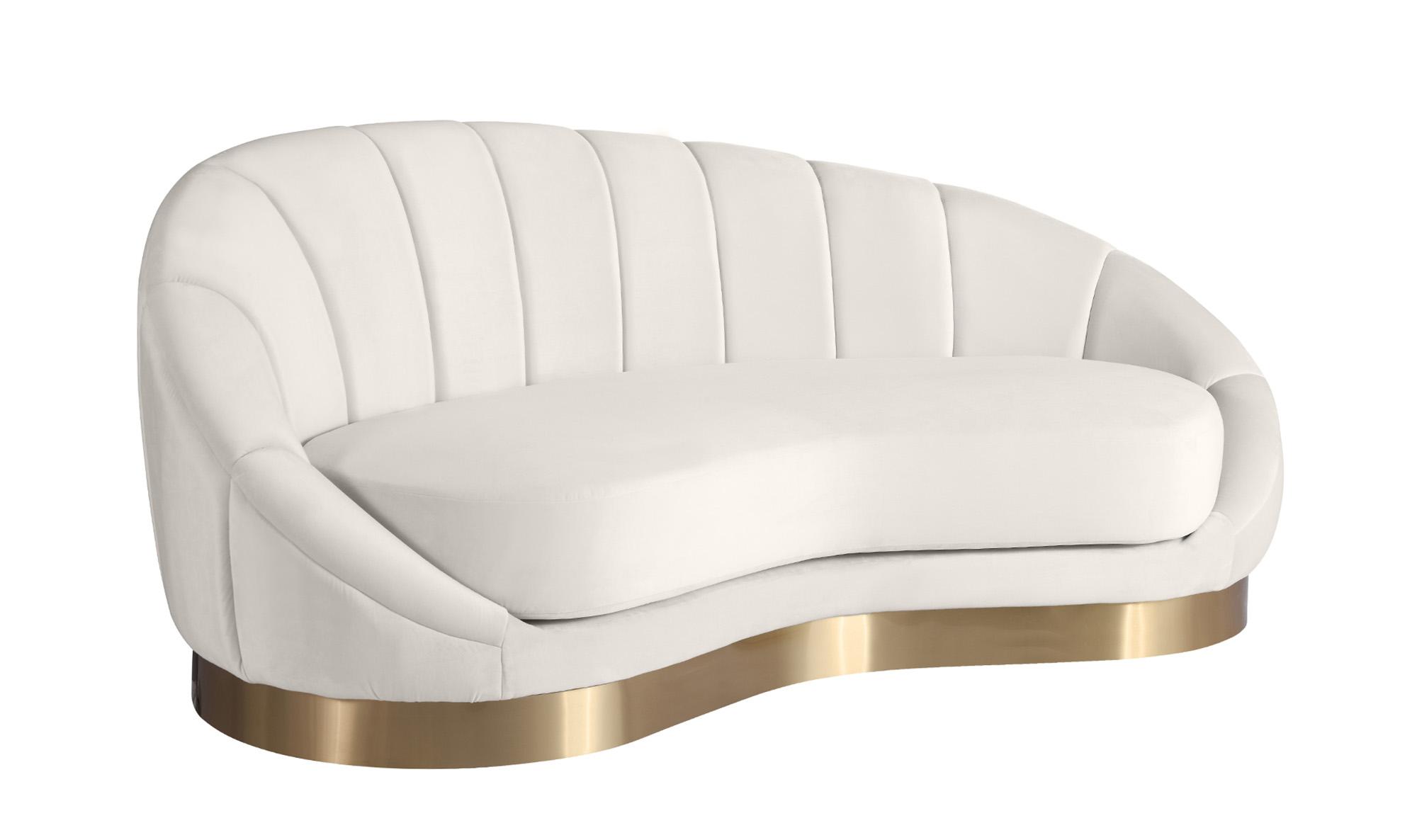 Contemporary, Modern Loveseat SHELLY 623Cream-Chaise 623Cream-Chaise in Cream Velvet