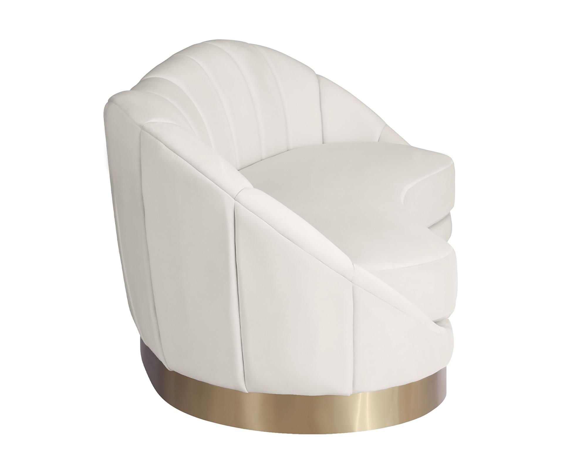 

    
 Order  Cream Velvet Rounded Sofa Set 2 Pcs SHELLY 623Cream-S Meridian Contemporary
