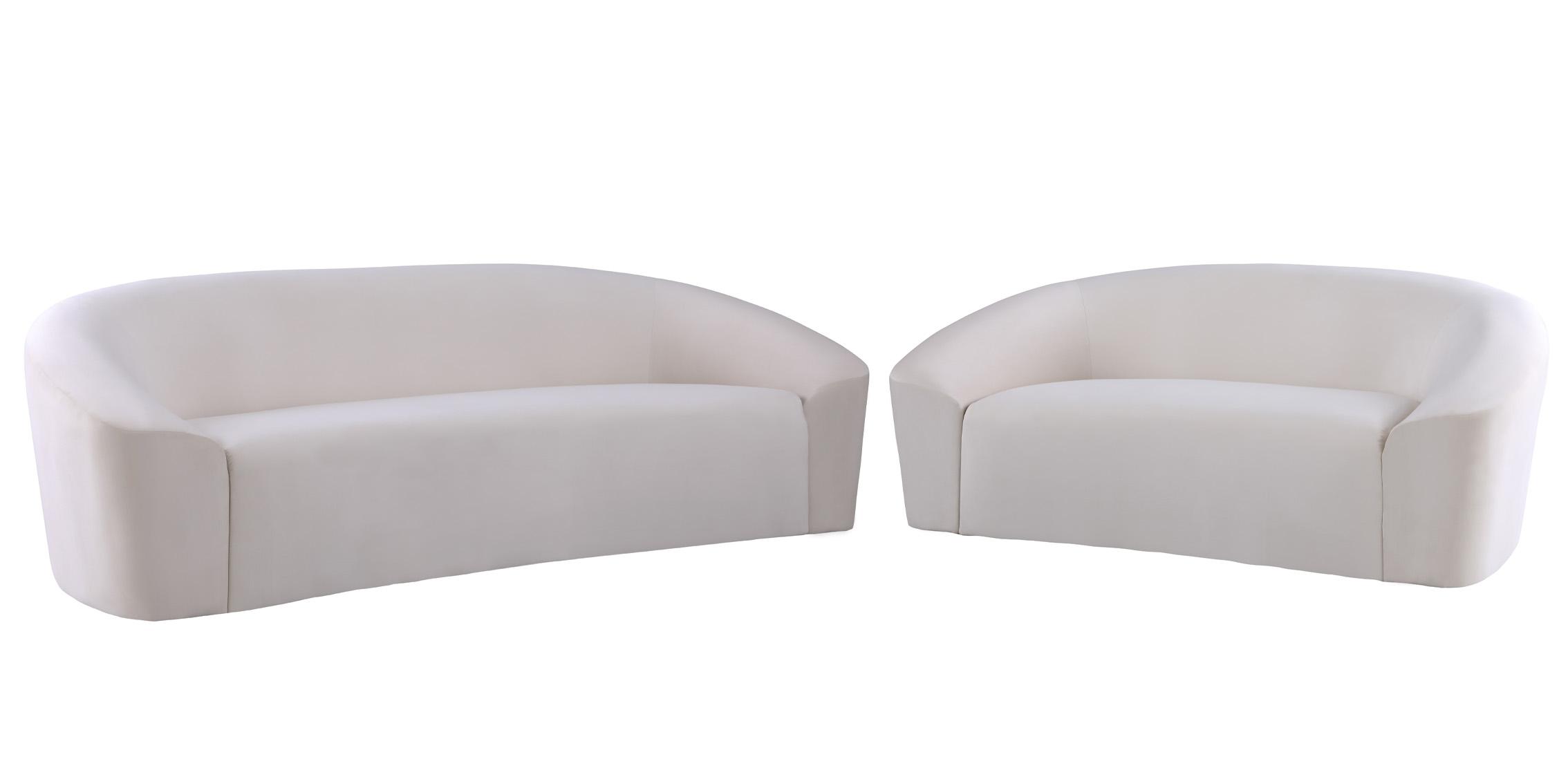 Contemporary, Modern Sofa Set RILEY 610Cream-S-Set-2 610Cream-S-Set-2 in Cream Velvet