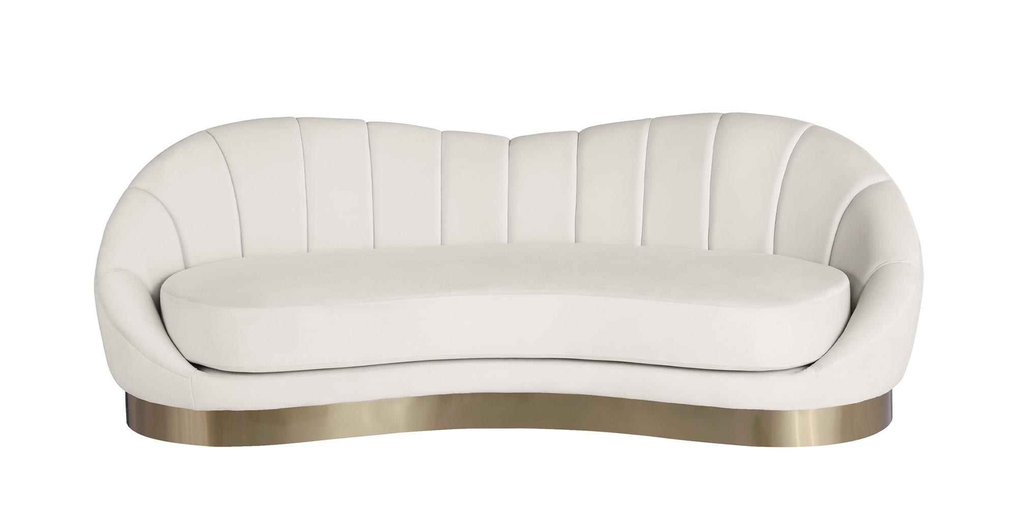 

    
Cream Velvet Rounded Sofa SHELLY 623Cream-S Meridian Contemporary Modern
