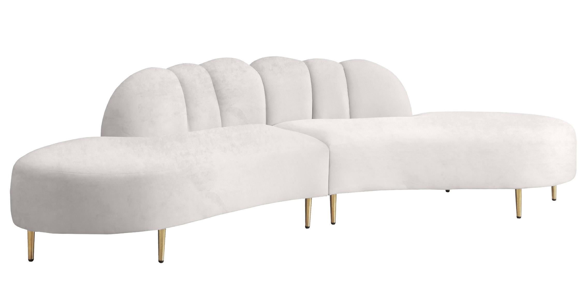 Contemporary, Modern Sectional Sofa DIVINE 618Cream 618Cream-Sectional in Cream Velvet