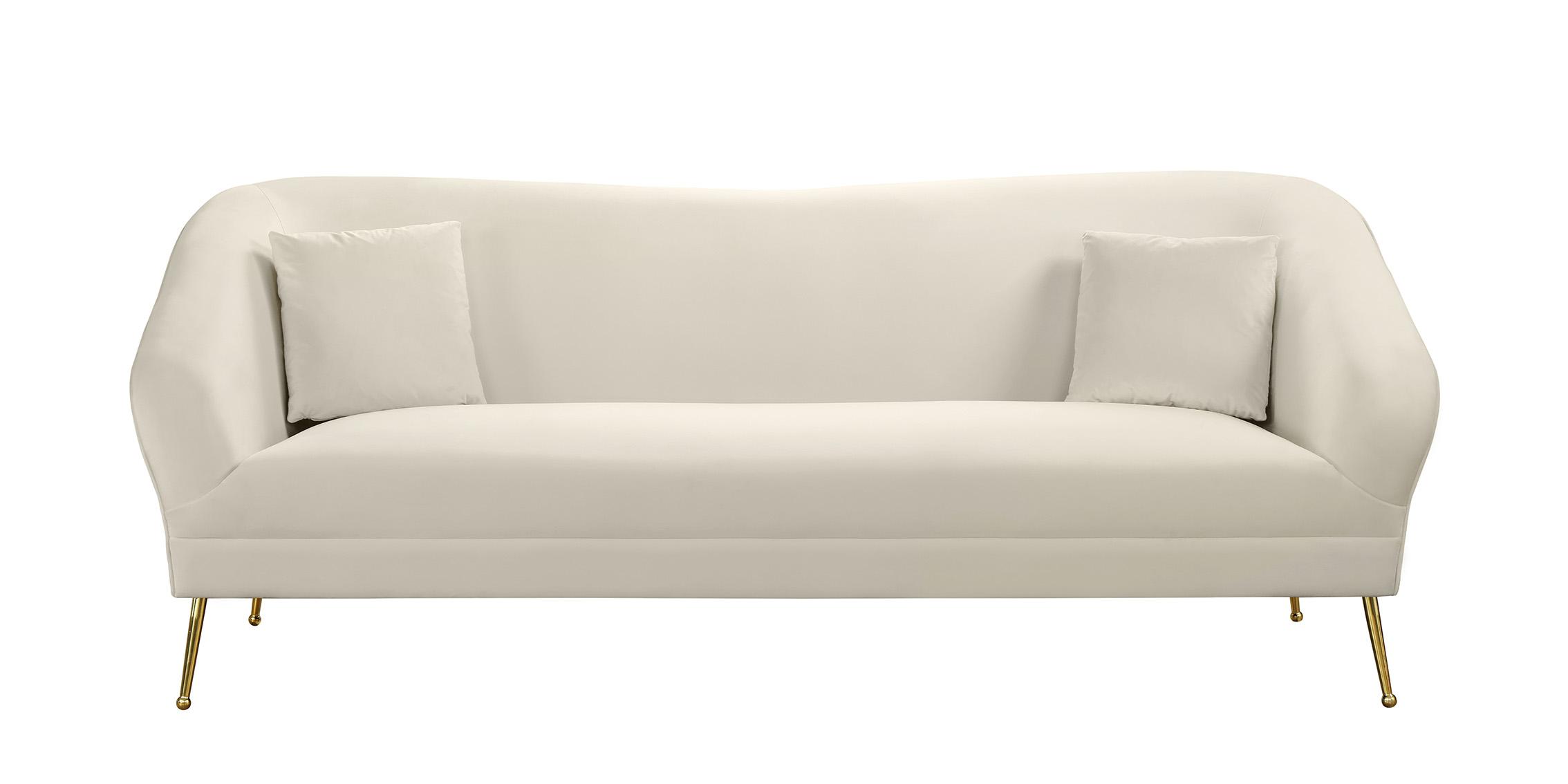 

    
 Shop  Cream Velvet Curved Sofa Set 3Pcs HERMOSA 658Cream Meridian Mid-Century Modern
