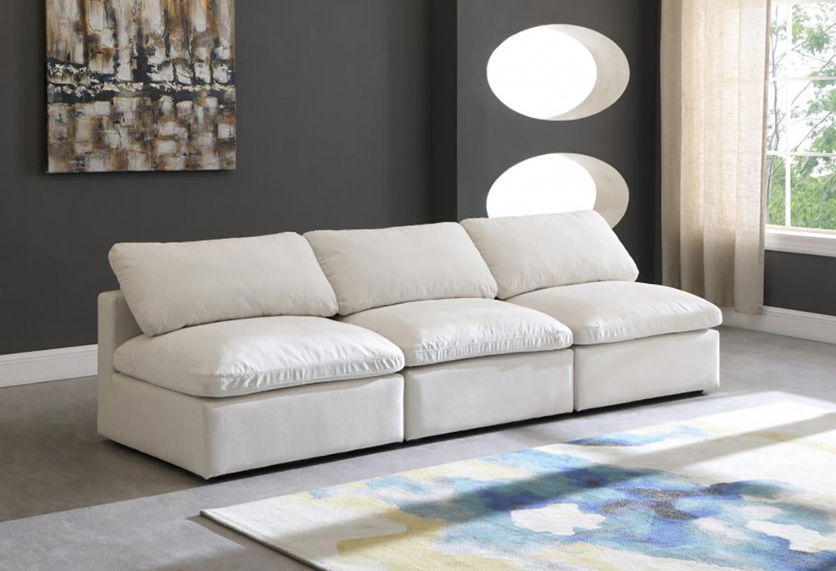 

    
CREAM Velvet Sofa Armless 105 Cloud Modular Overstuffed Down Filled SOFLEX Chic
