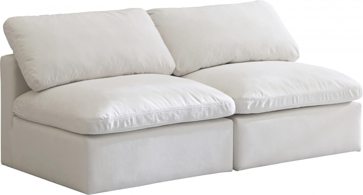 

    
CREAM Velvet Sofa Armless 70 Cloud Modular Overstuffed Down Filled SOFLEX Modern
