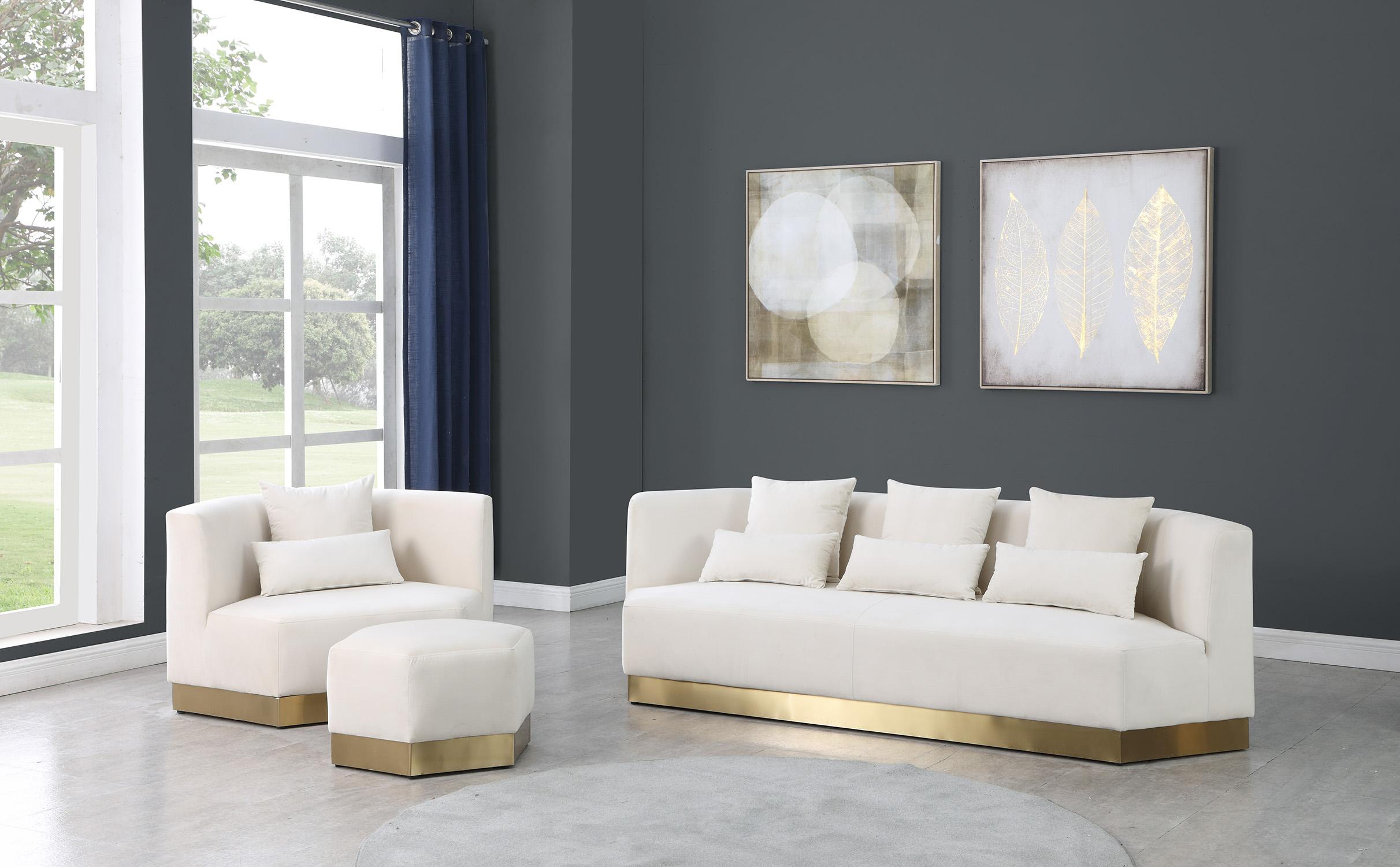 Contemporary, Modern Sofa Set MARQUIS 600Cream-S-Set-3 600Cream-S-Set-3 in Cream Velvet