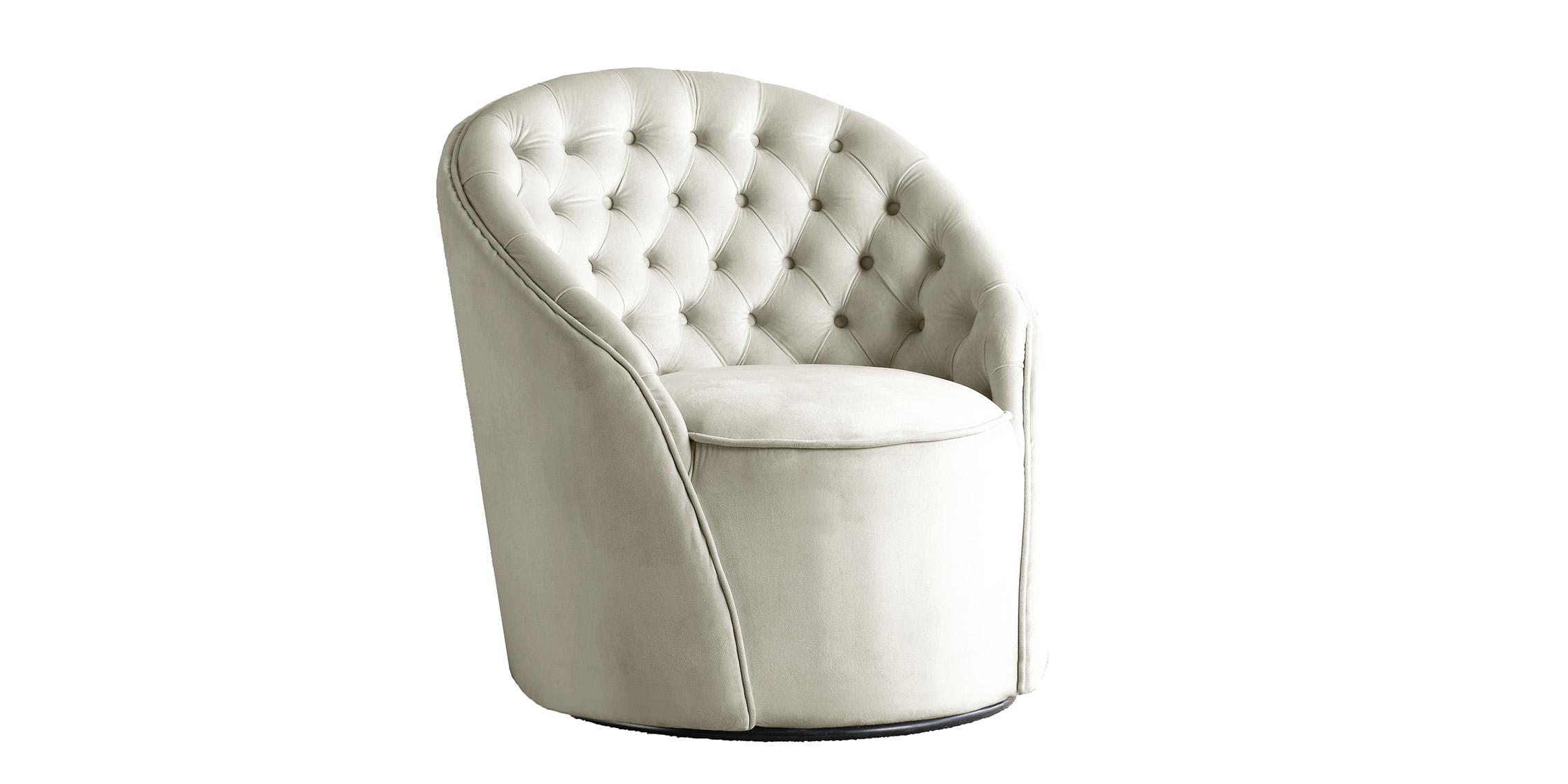 

    
Cream Velvet & Swivel Base Accent Chair ALESSIO 501Cream Meridian Modern
