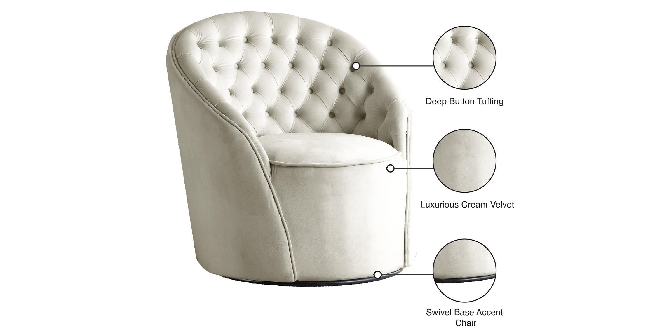 

    
501Cream-Set-2 Cream Velvet & Swivel Base Accent Chair Set 2P ALESSIO 501Cream Meridian Modern

