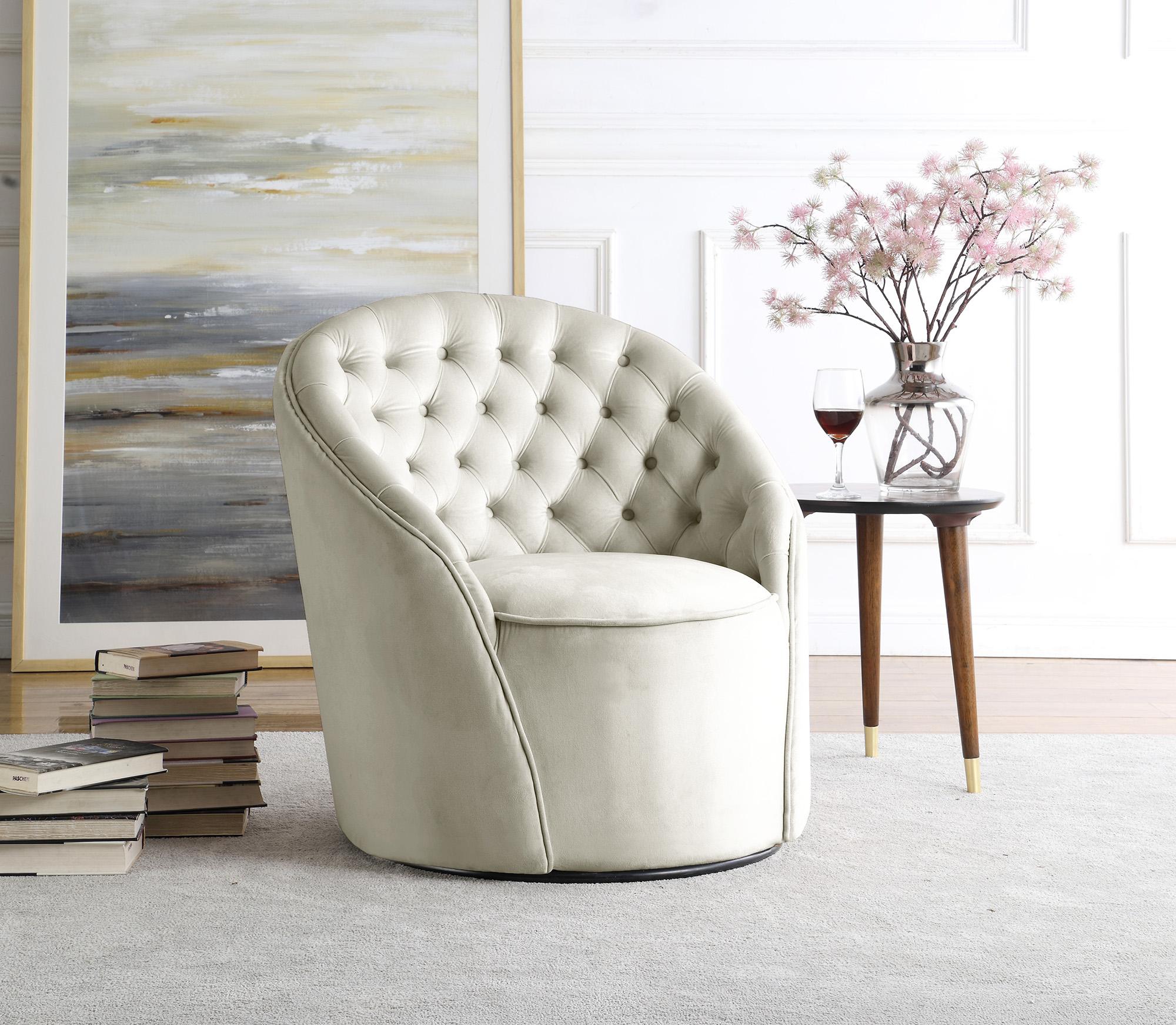 

    
Cream Velvet & Swivel Base Accent Chair Set 2P ALESSIO 501Cream Meridian Modern
